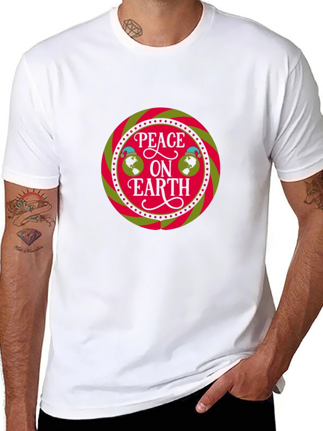 Peace on Earth Graphic Black T-Shirt