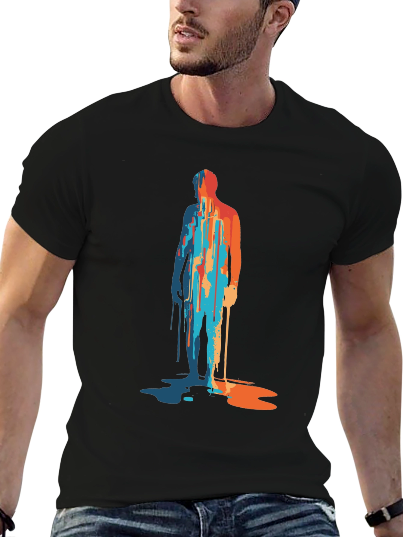 Abstract Paint Drip Man Graphic Tee