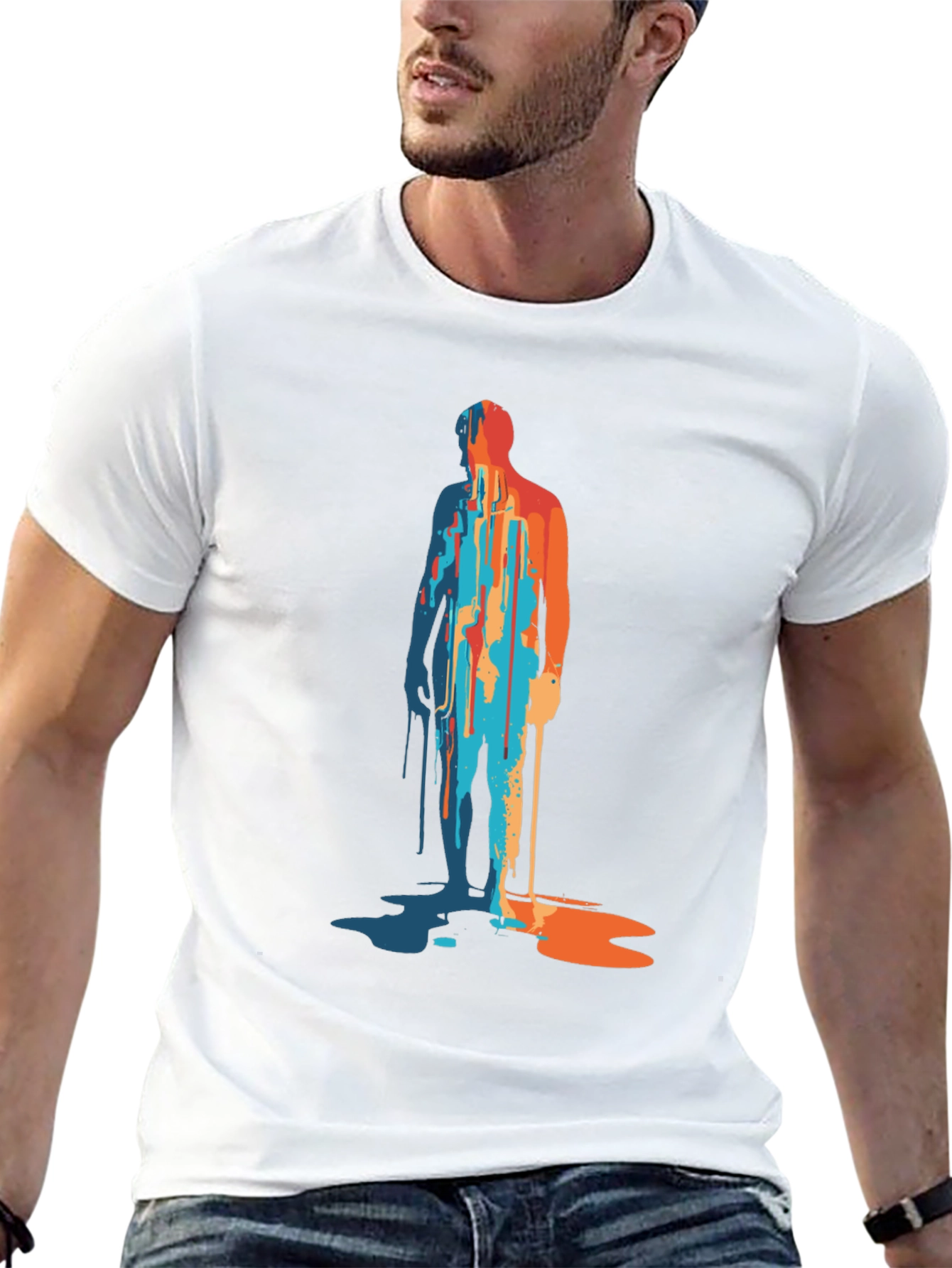 Abstract Paint Drip Man Graphic Tee