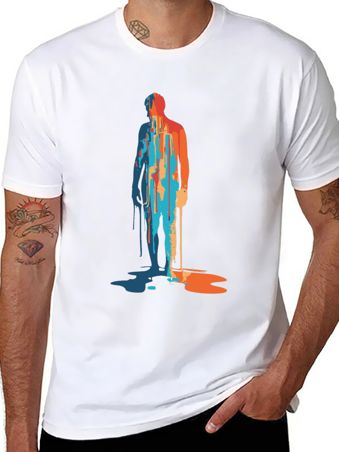Abstract Paint Drip Man Graphic Tee