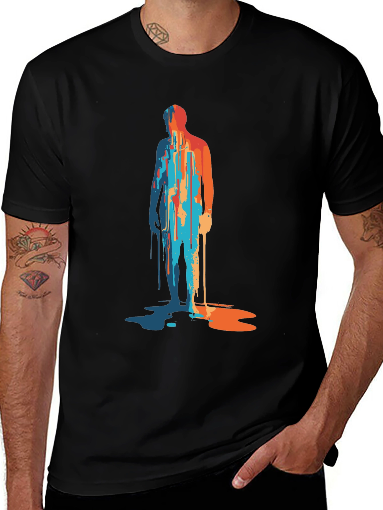 Abstract Paint Drip Man Graphic Tee