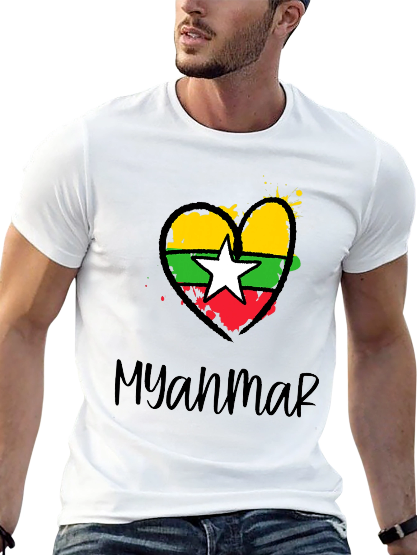 Myanmar Flag Heart T-Shirt
