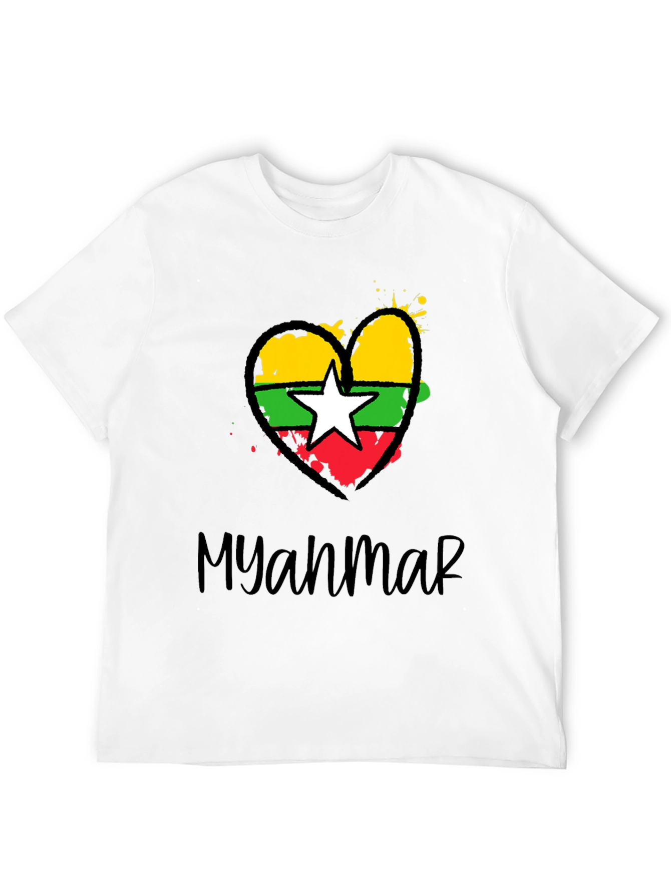 Myanmar Flag Heart T-Shirt