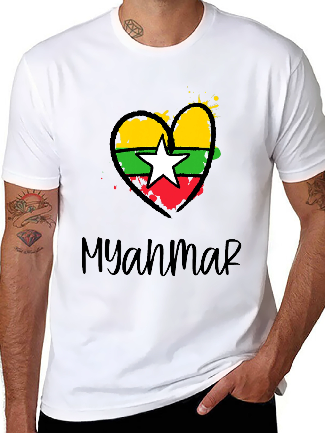 Myanmar Flag Heart T-Shirt