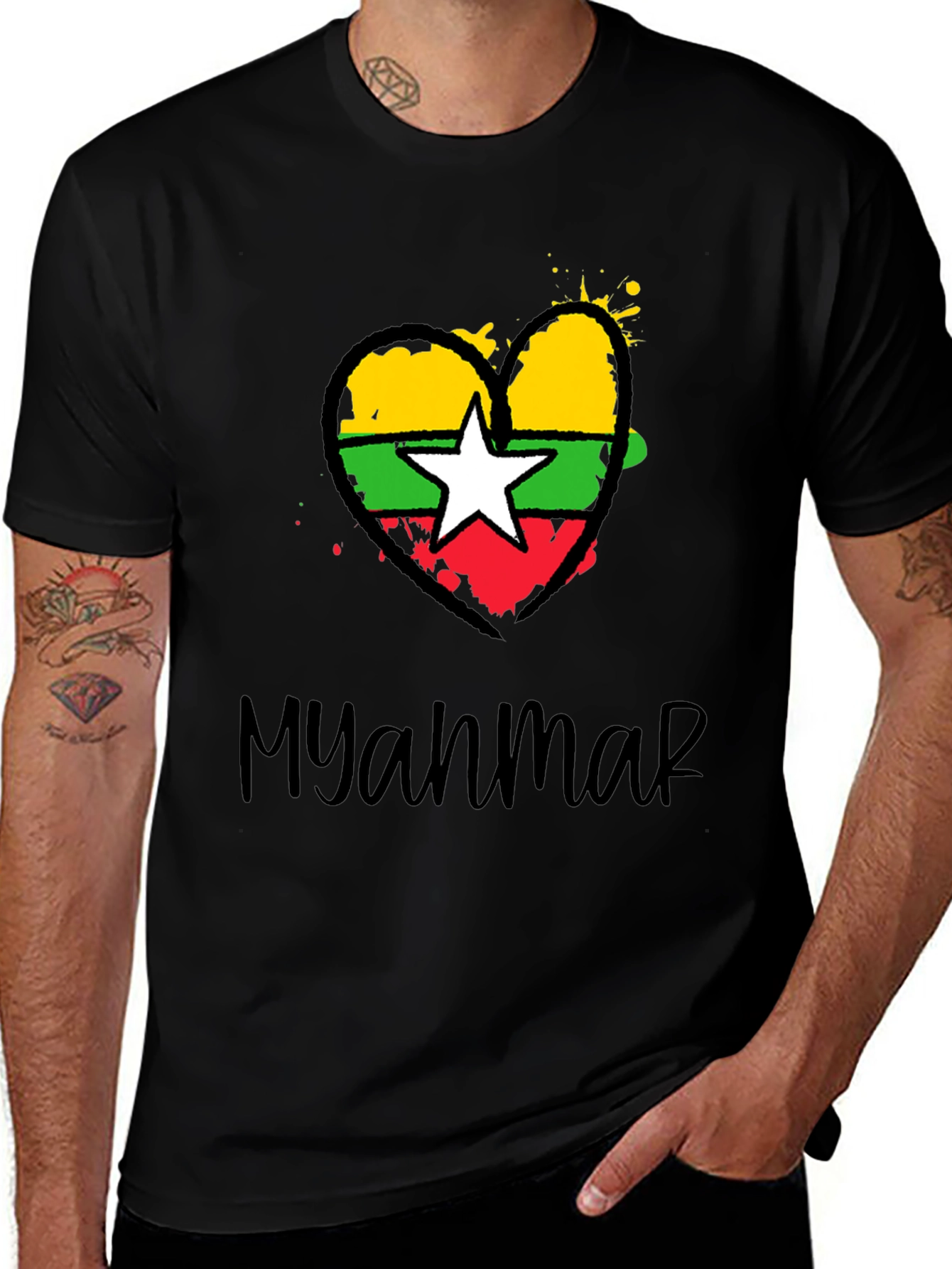 Myanmar Flag Heart T-Shirt