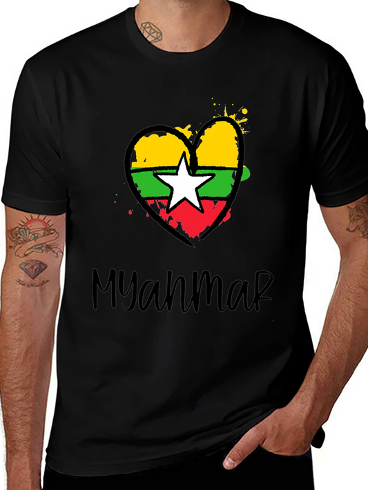 Myanmar Flag Heart T-Shirt