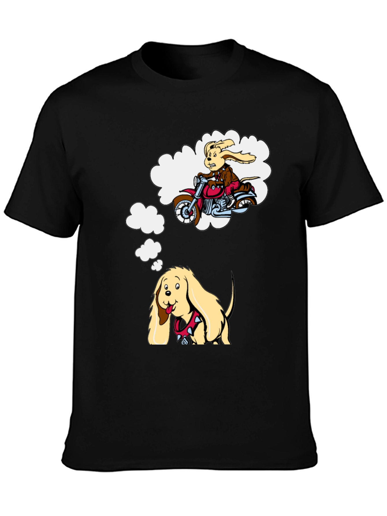 Dreaming Dog Graphic Tee - Black Cotton T-Shirt
