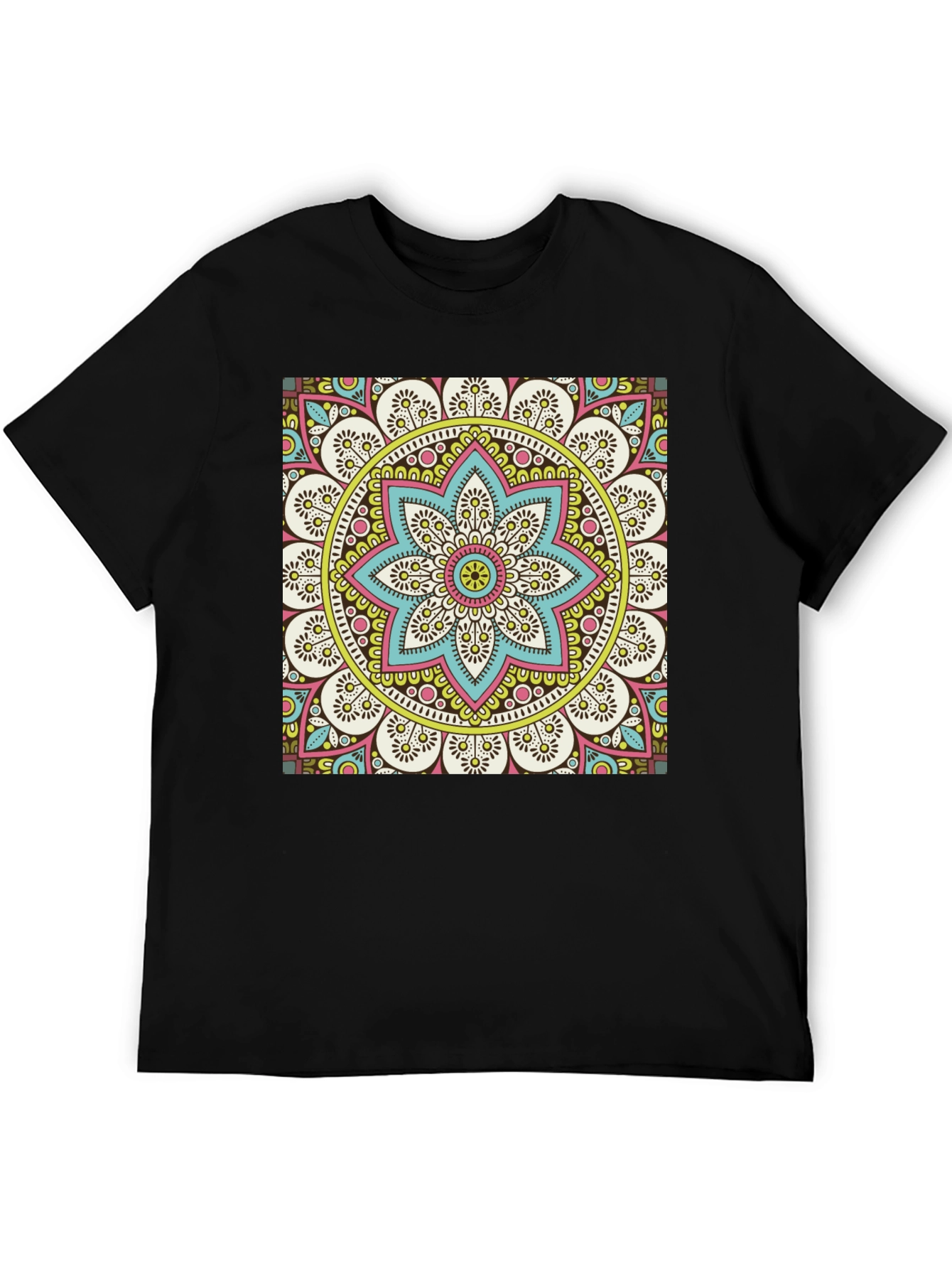 Mandala Print Black T-Shirt