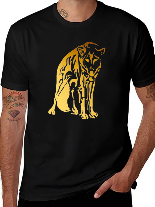 Black Tee with Gold Cheetah Graphic