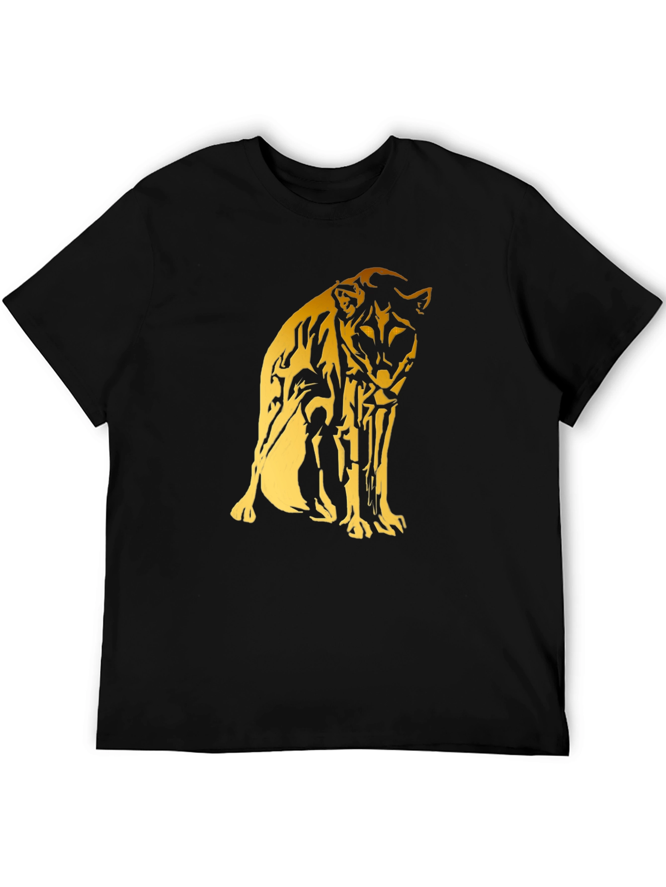 Black Tee with Gold Cheetah Graphic