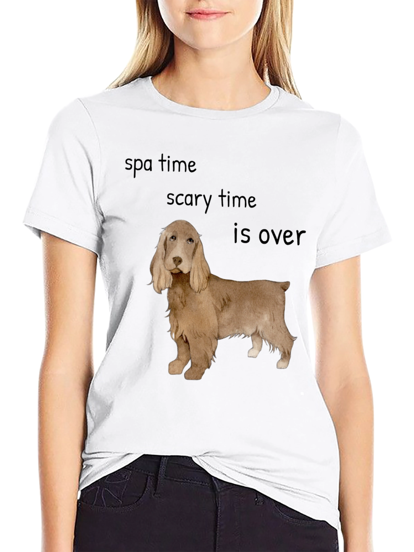 Cocker Spaniel T-Shirt: Spa Time & Scary Time Over