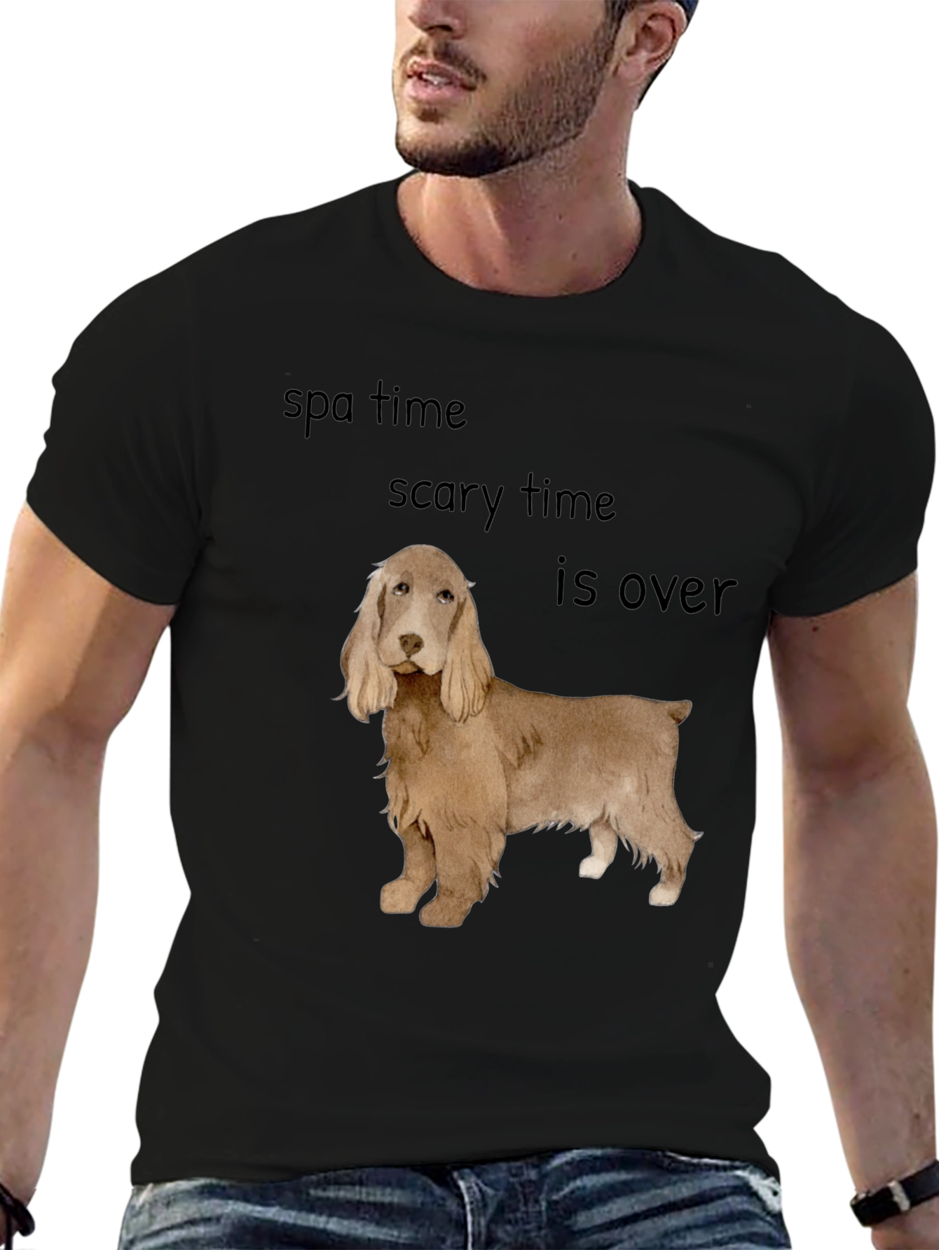 Cocker Spaniel T-Shirt: Spa Time & Scary Time Over