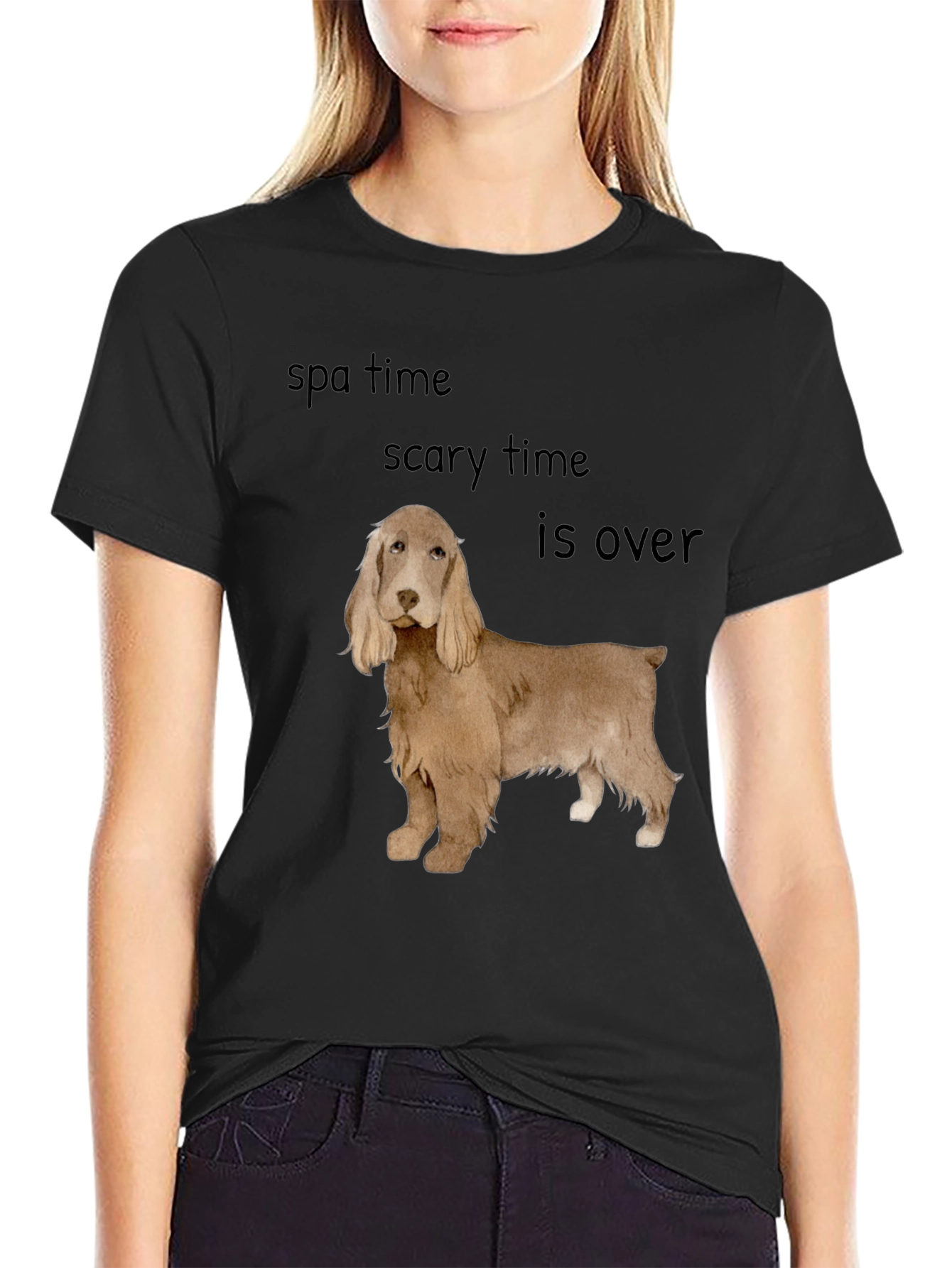 Cocker Spaniel T-Shirt: Spa Time & Scary Time Over