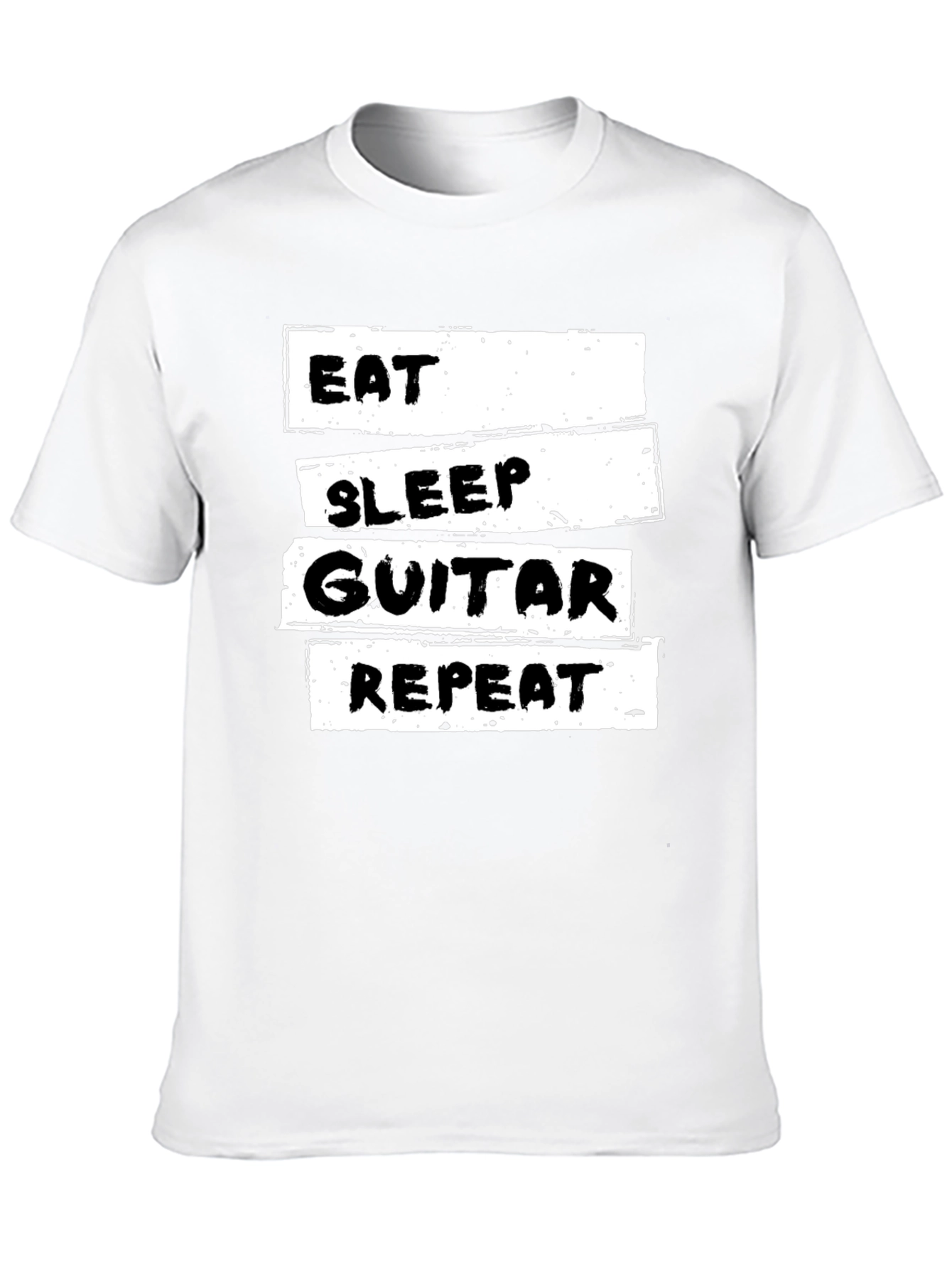 Eat Sleep Guitar Repeat Black Graphic T-Shirt