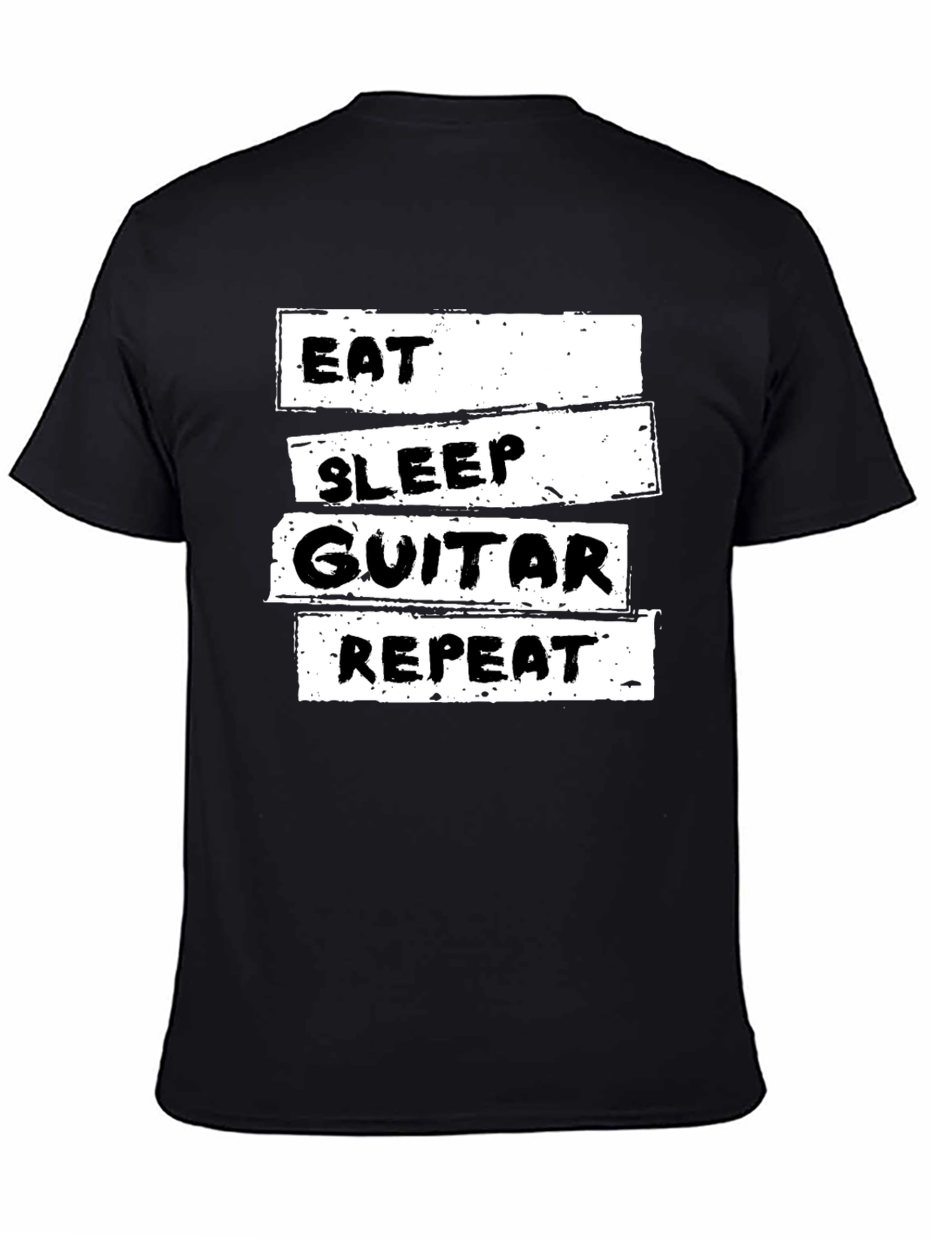 Eat Sleep Guitar Repeat Black Graphic T-Shirt