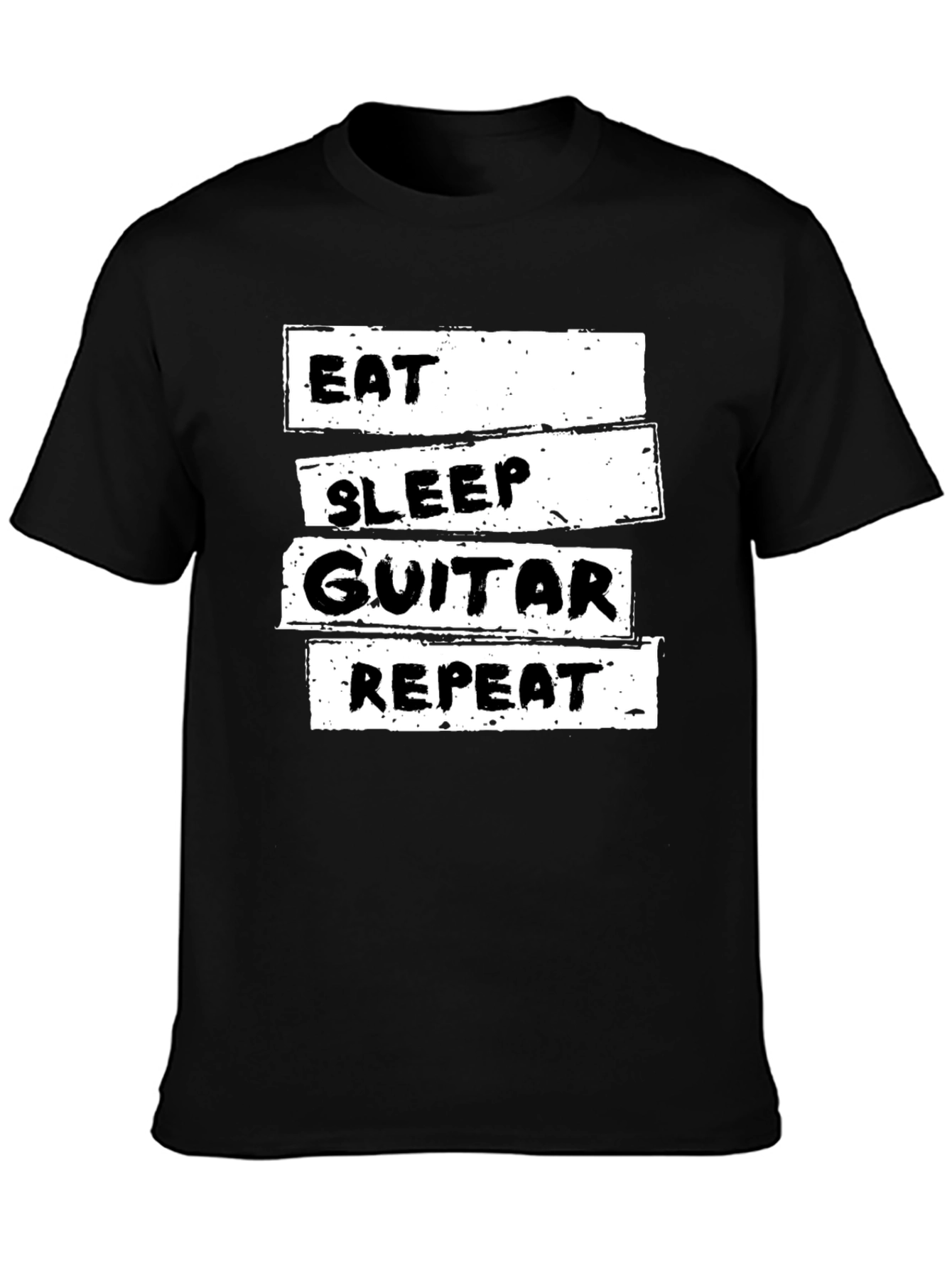 Eat Sleep Guitar Repeat Black Graphic T-Shirt