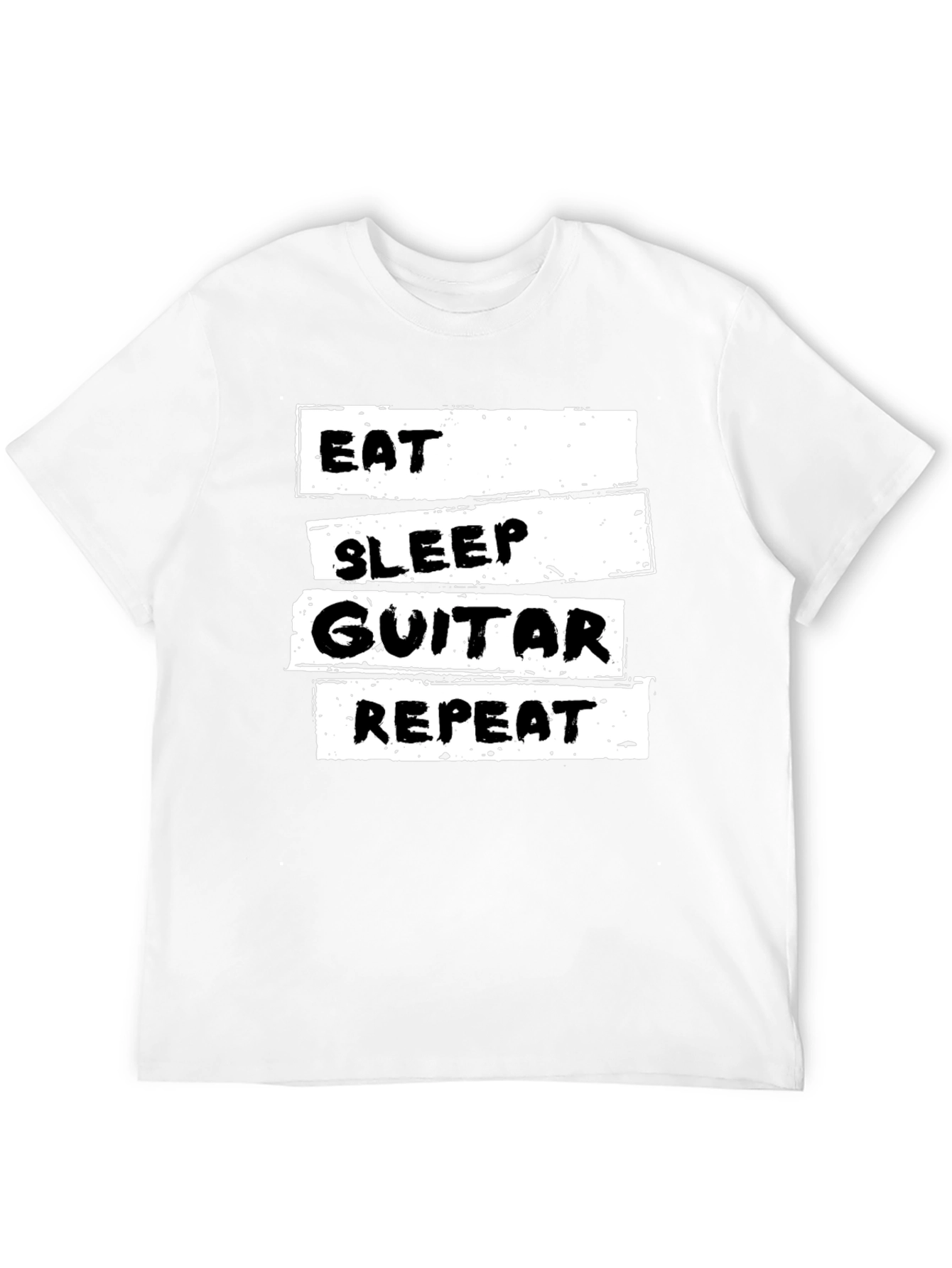 Eat Sleep Guitar Repeat Black Graphic T-Shirt