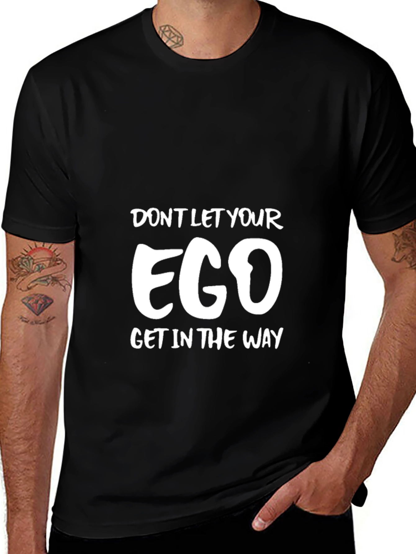 Ego Graphic Tee - Motivational Black T-Shirt