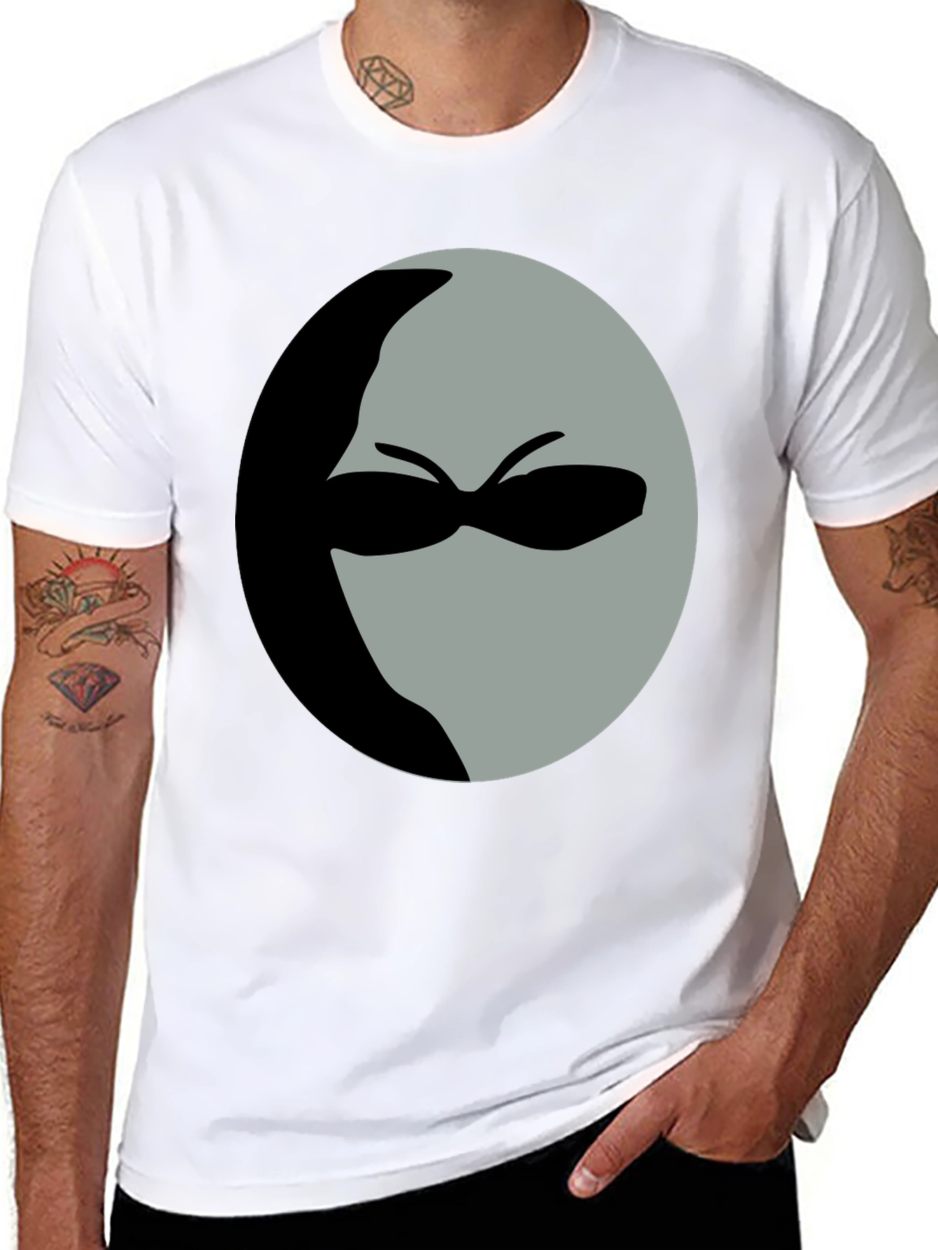 Mystery Man Graphic Tee - Black Cotton Shirt
