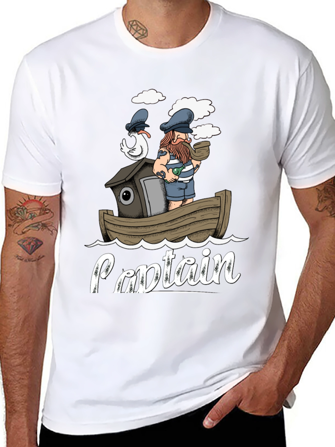 Cartoon Captain Graphic T-Shirt