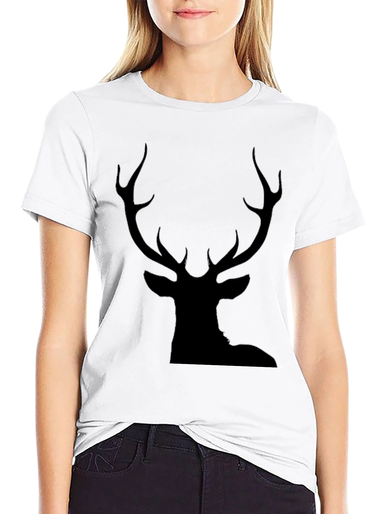 Black Deer Silhouette Graphic Tee - Mens Casual Shirt