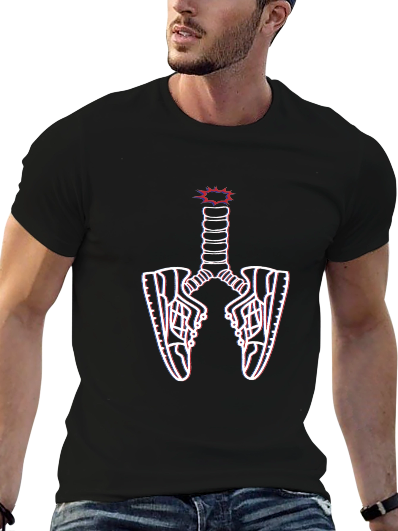 Sneaker Lung Graphic Tee - Black Cotton Blend
