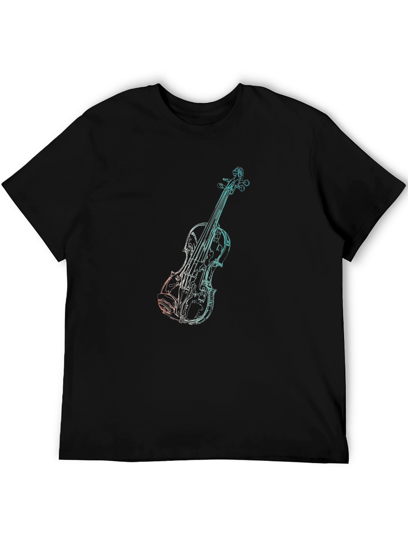 Violin Graphic Tee - Musical Mens Black T-Shirt