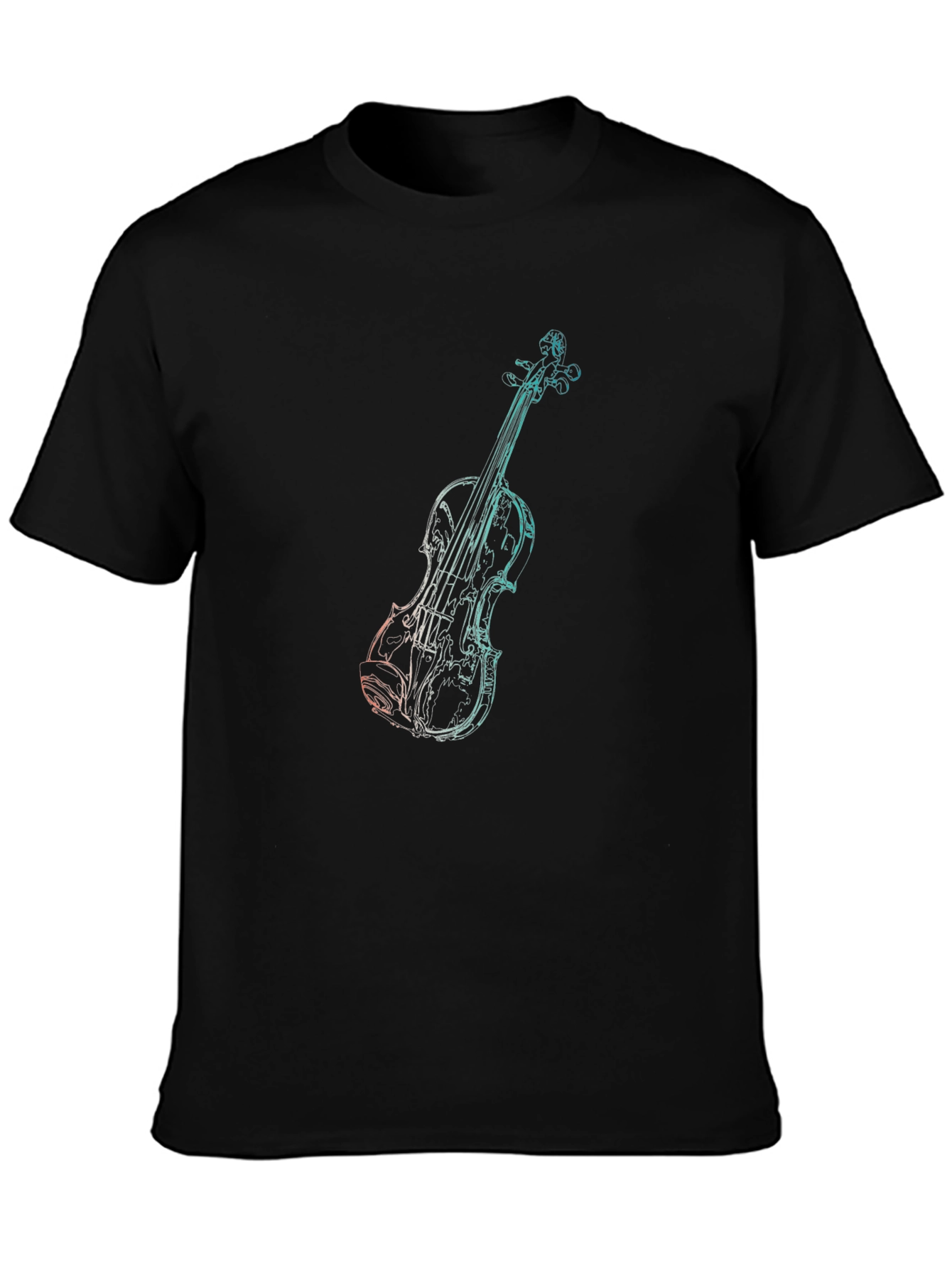 Violin Graphic Tee - Musical Mens Black T-Shirt