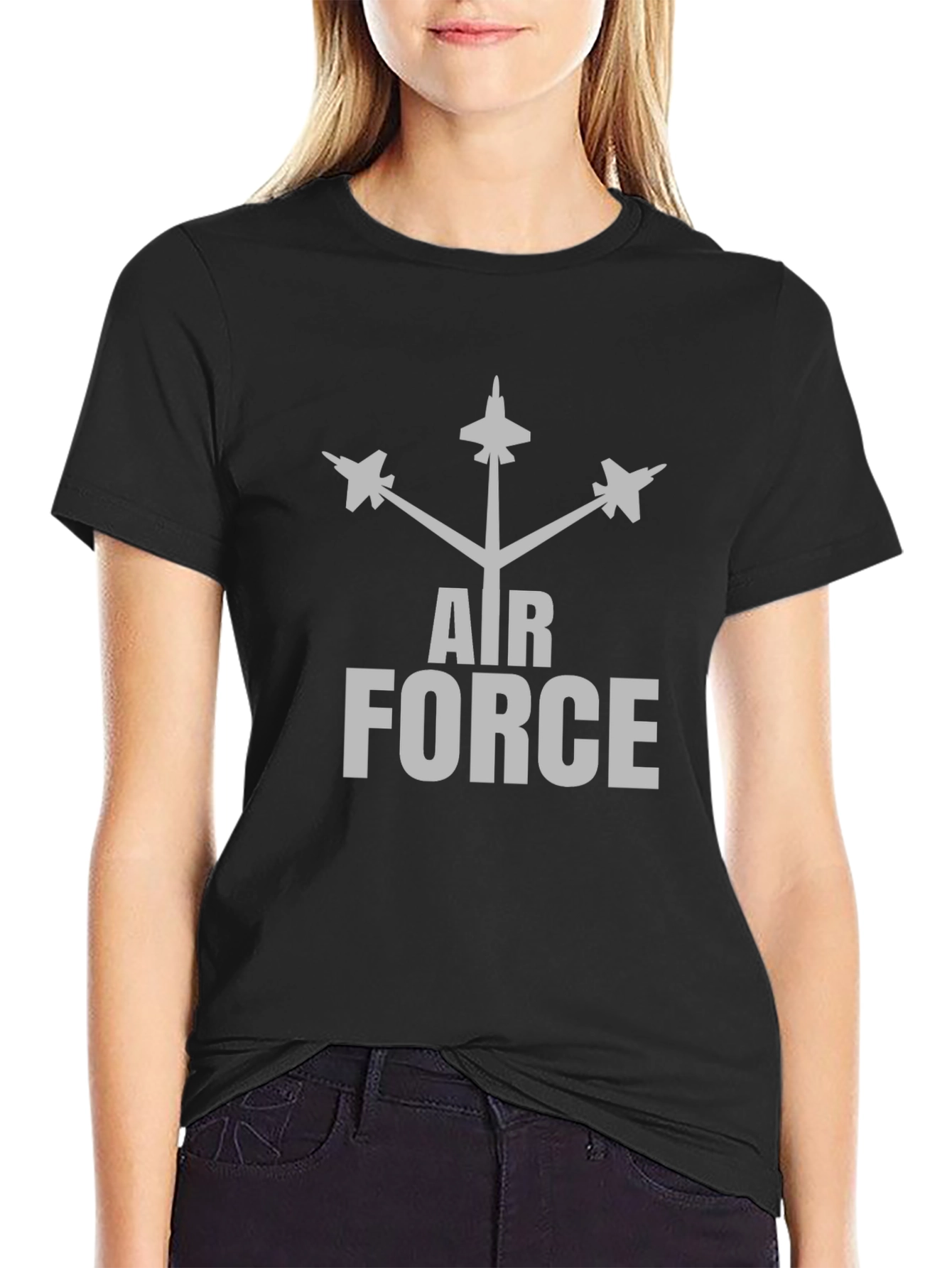 Air Force Graphic Print Black T-Shirt