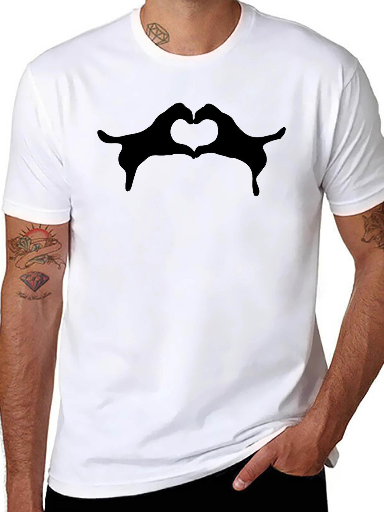 Heart Hands Graphic Tee - Trendy Casual Top