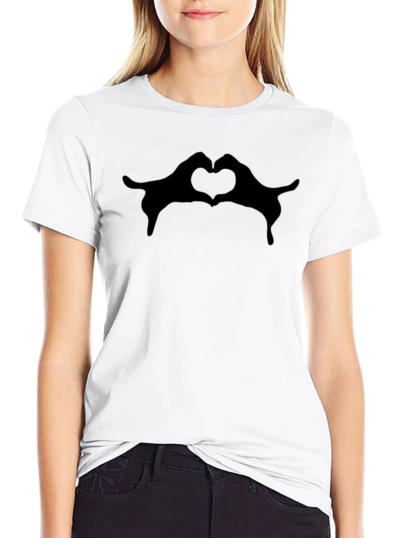 Heart Hands Graphic Tee - Trendy Casual Top