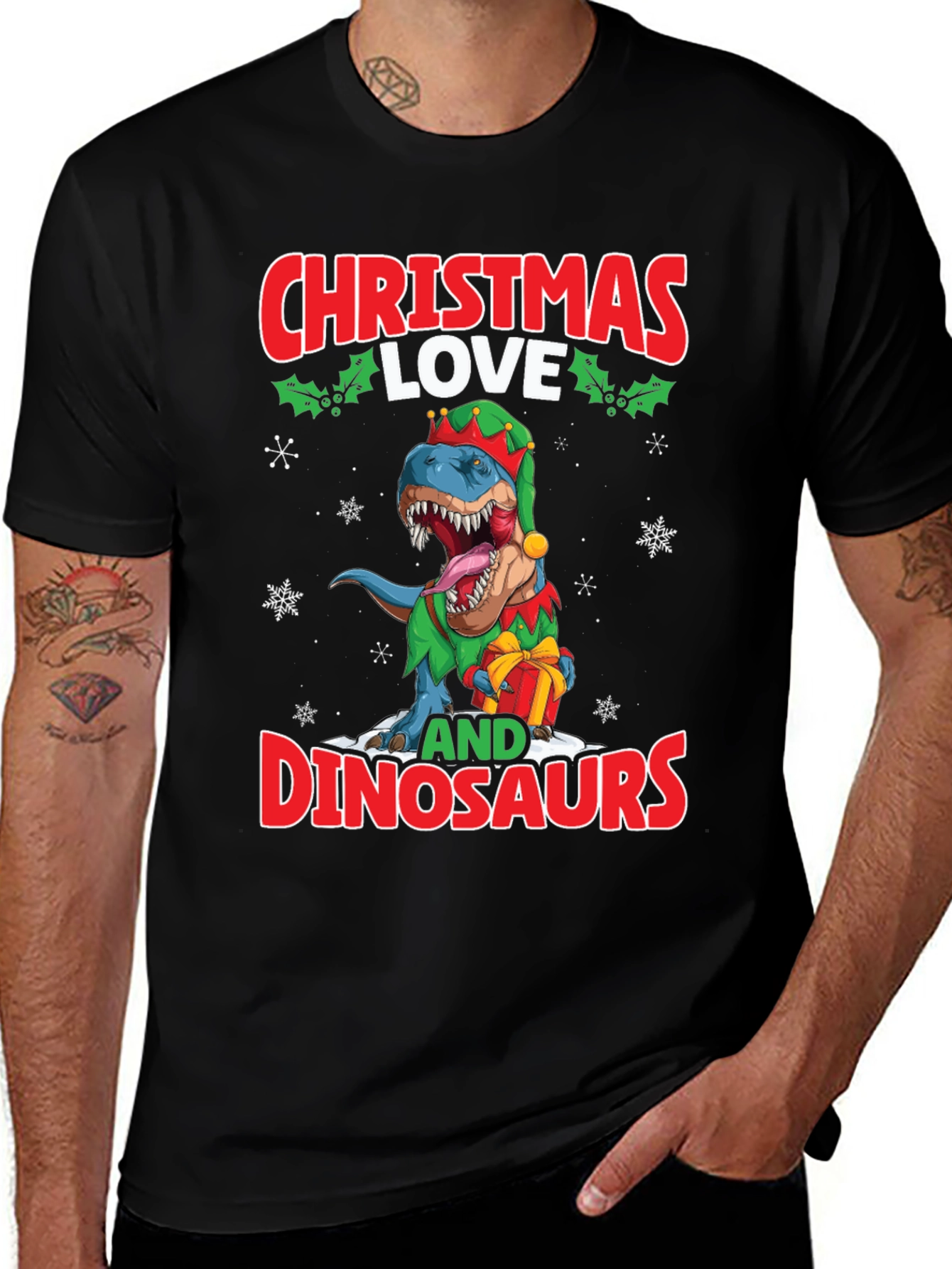 Christmas Love and Dinosaurs T-Shirt