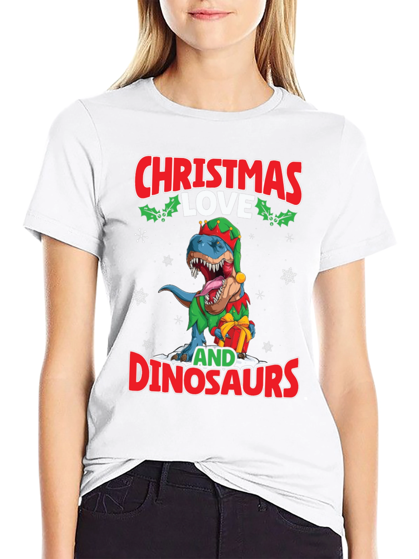 Christmas Love and Dinosaurs T-Shirt