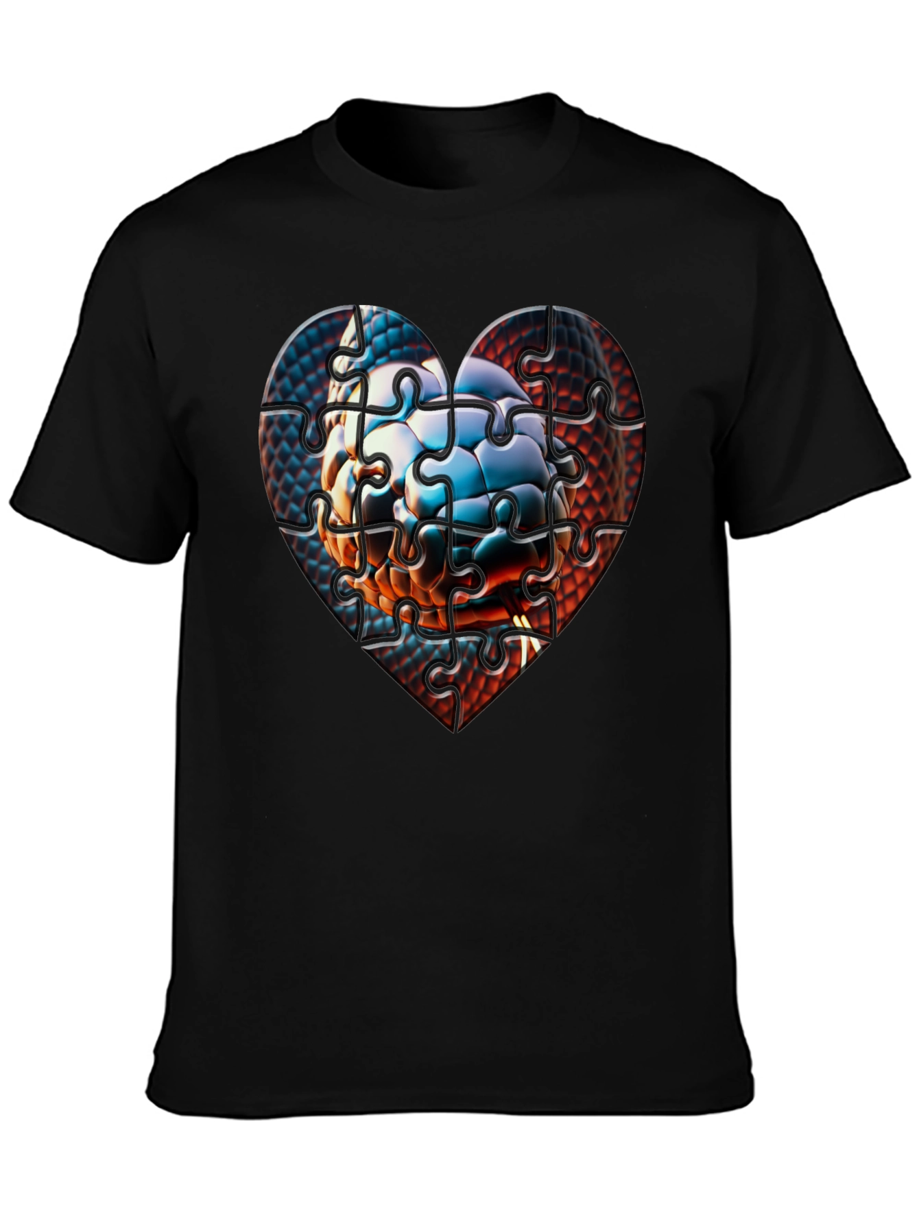 Puzzle Heart Graphic Tee - Unique Design
