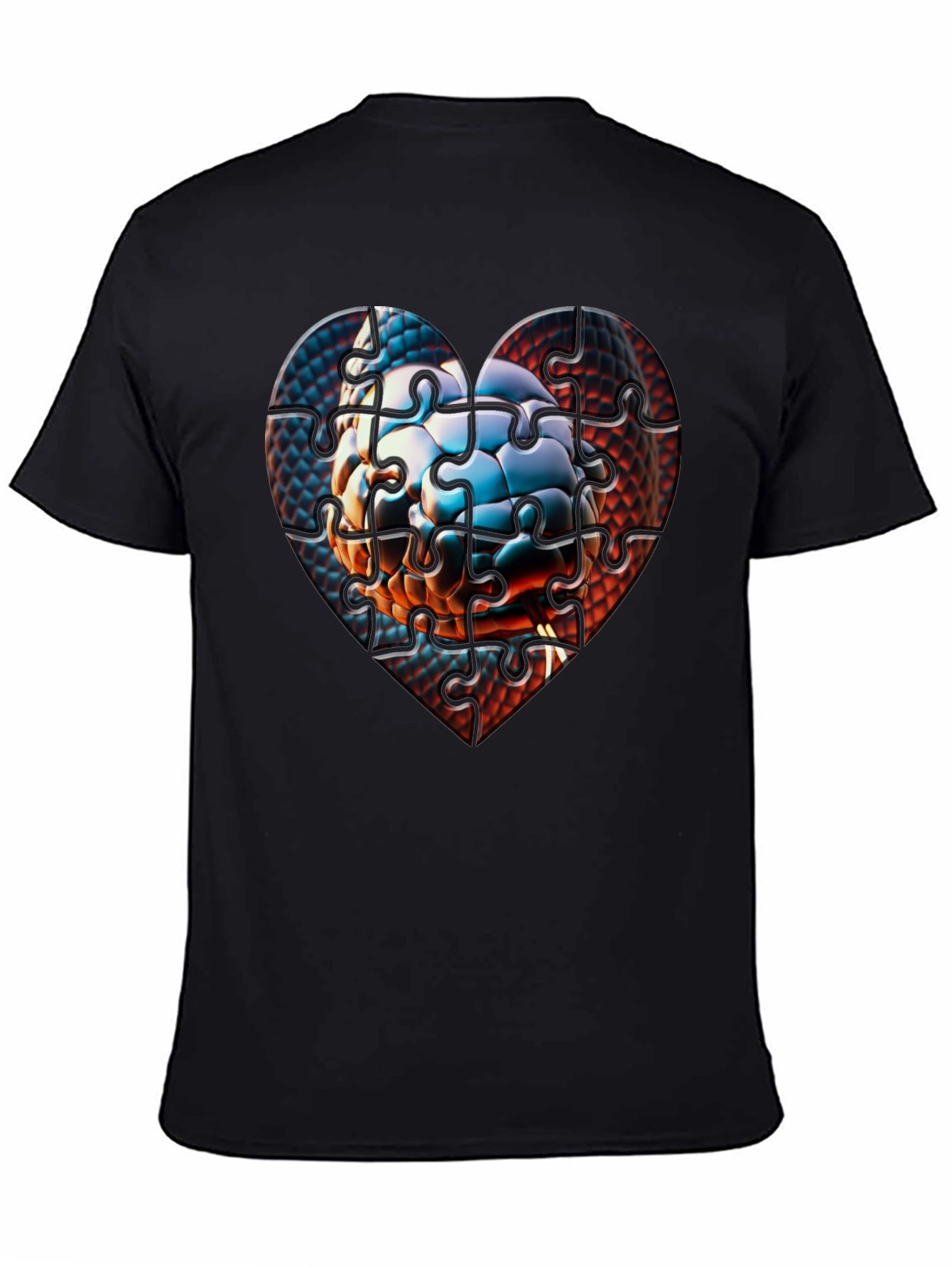 Puzzle Heart Graphic Tee - Unique Design