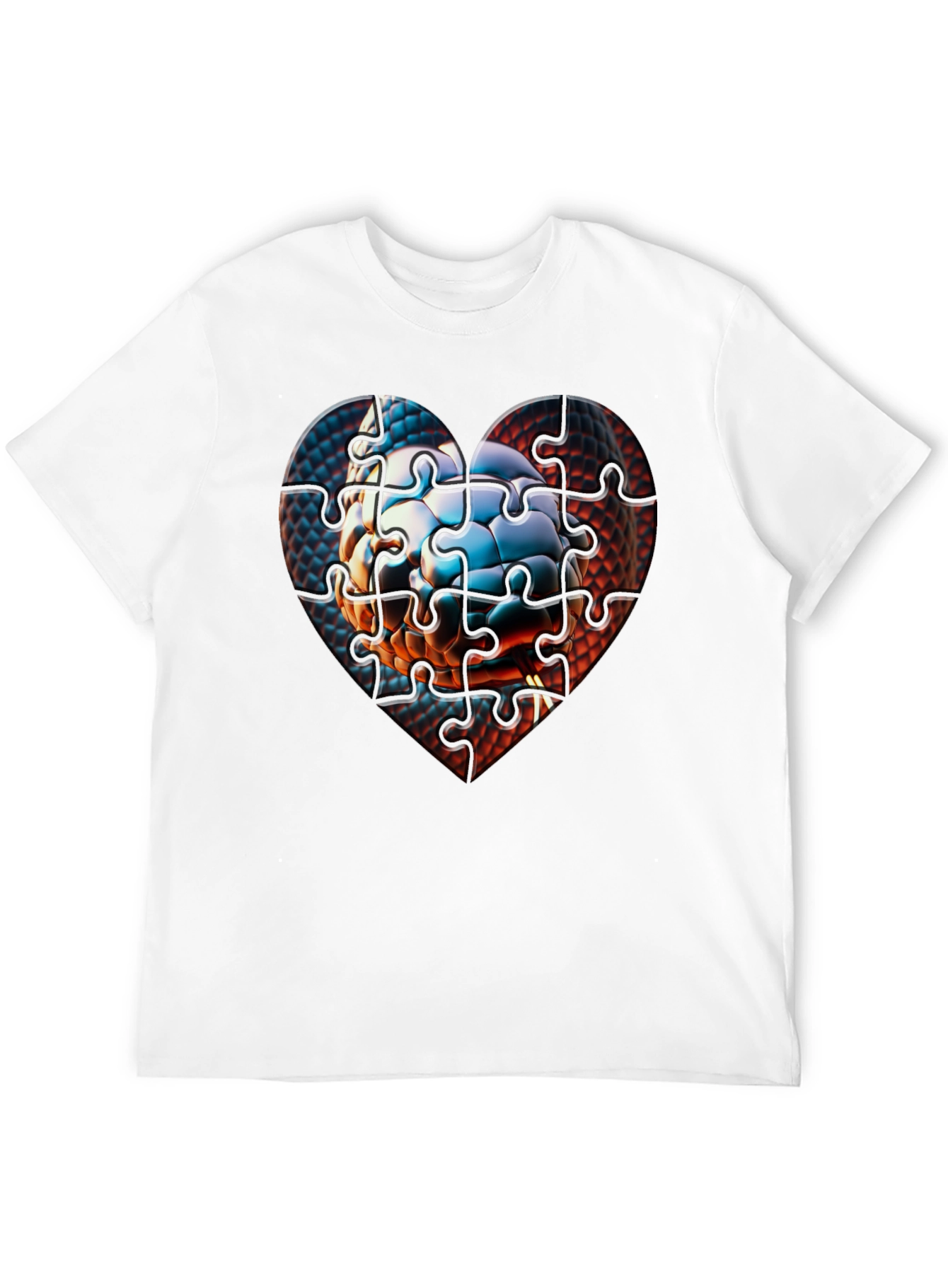 Puzzle Heart Graphic Tee - Unique Design