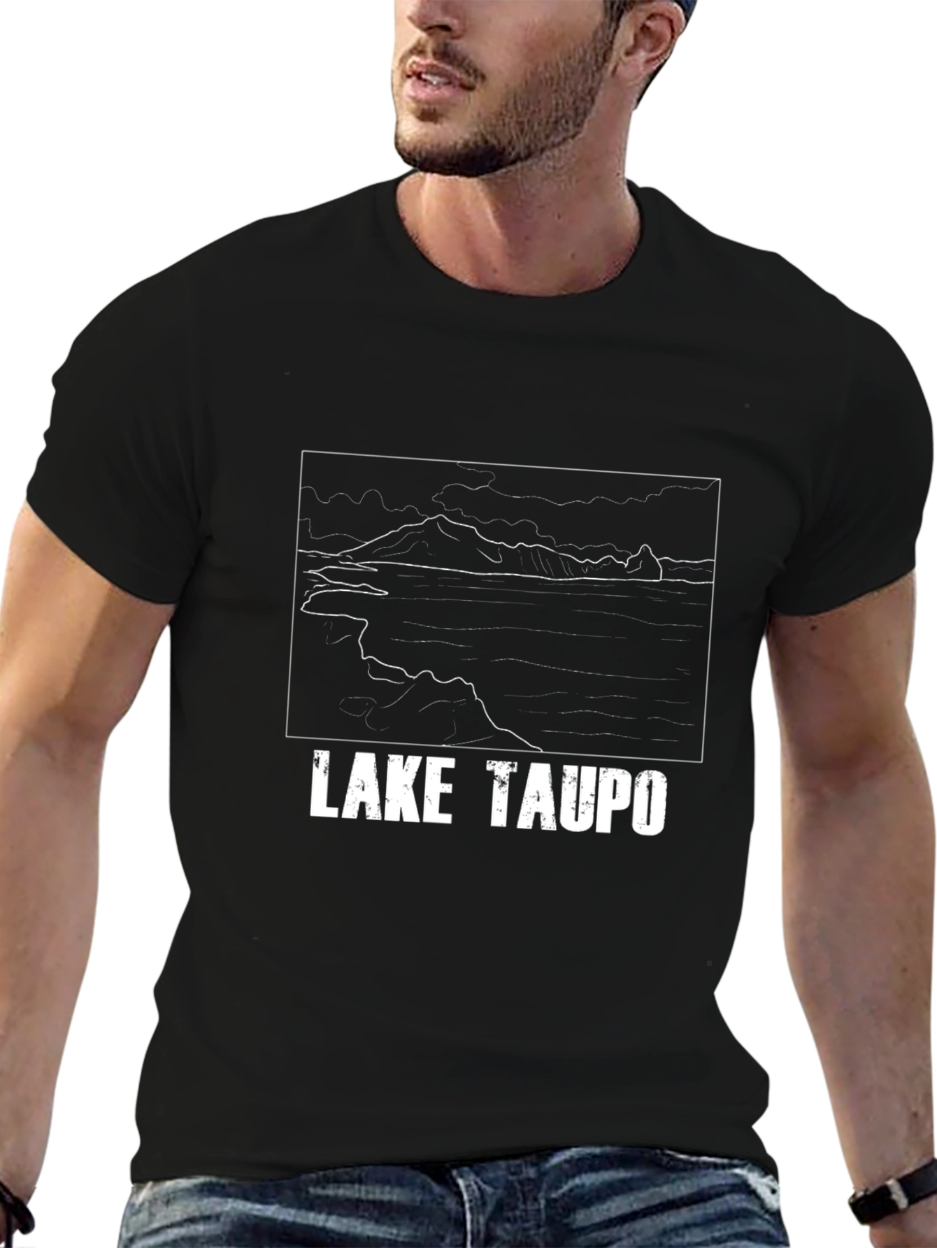Lake Taupo Graphic T-Shirt - Black