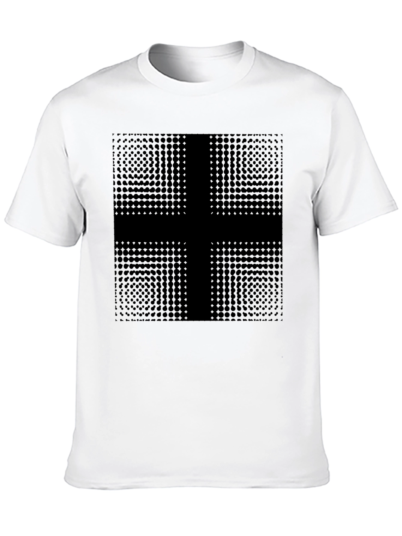 Modern Geometric Cross Graphic Black T-Shirt
