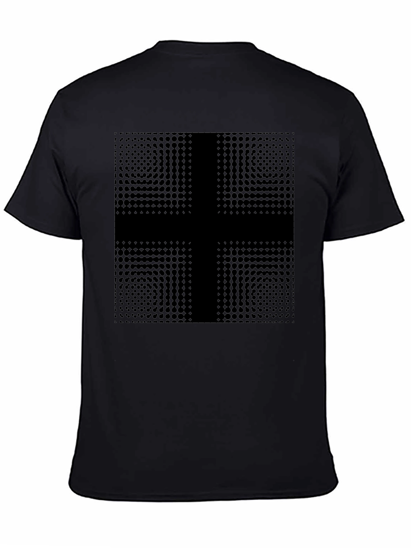 Modern Geometric Cross Graphic Black T-Shirt
