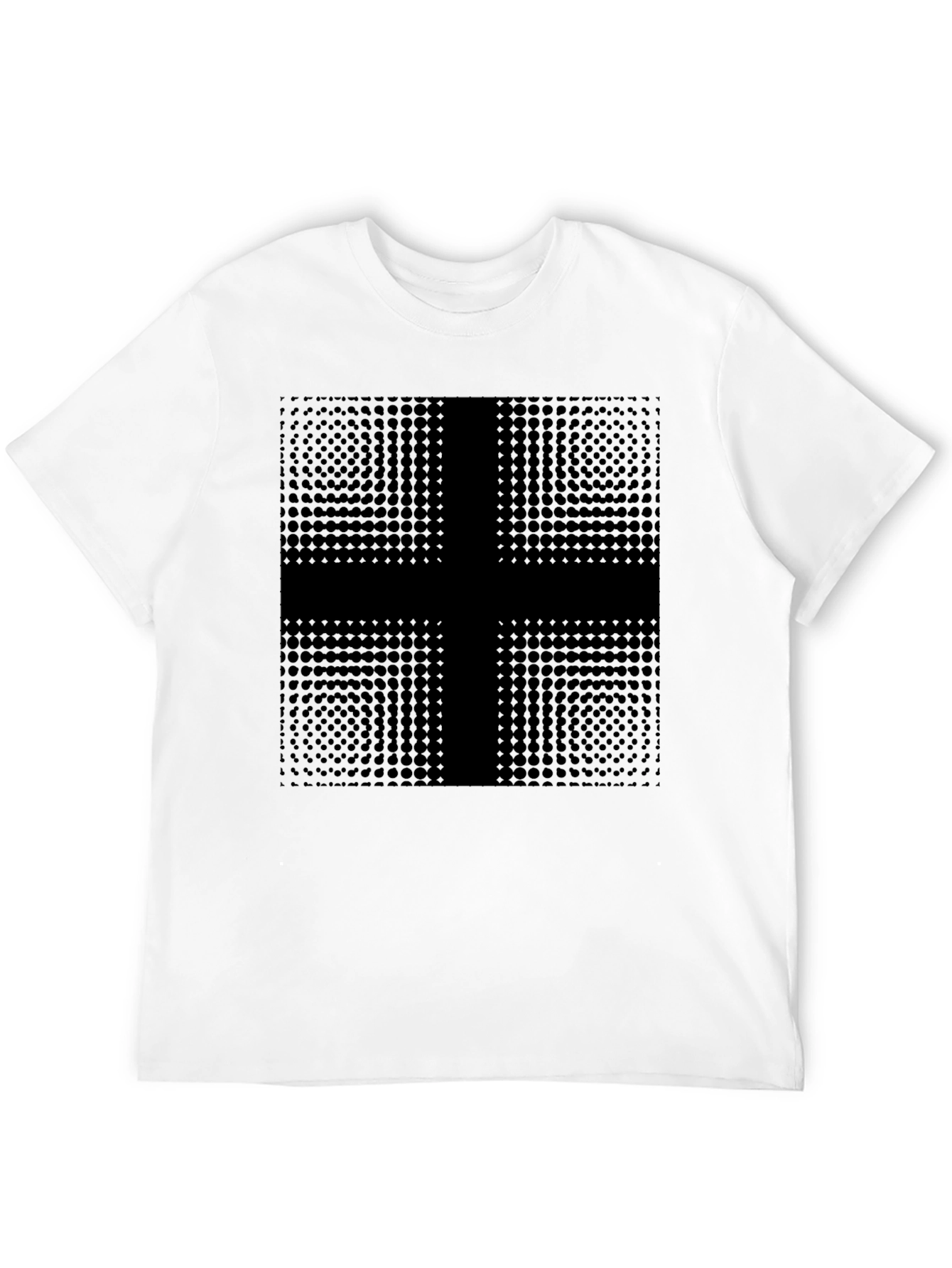 Modern Geometric Cross Graphic Black T-Shirt