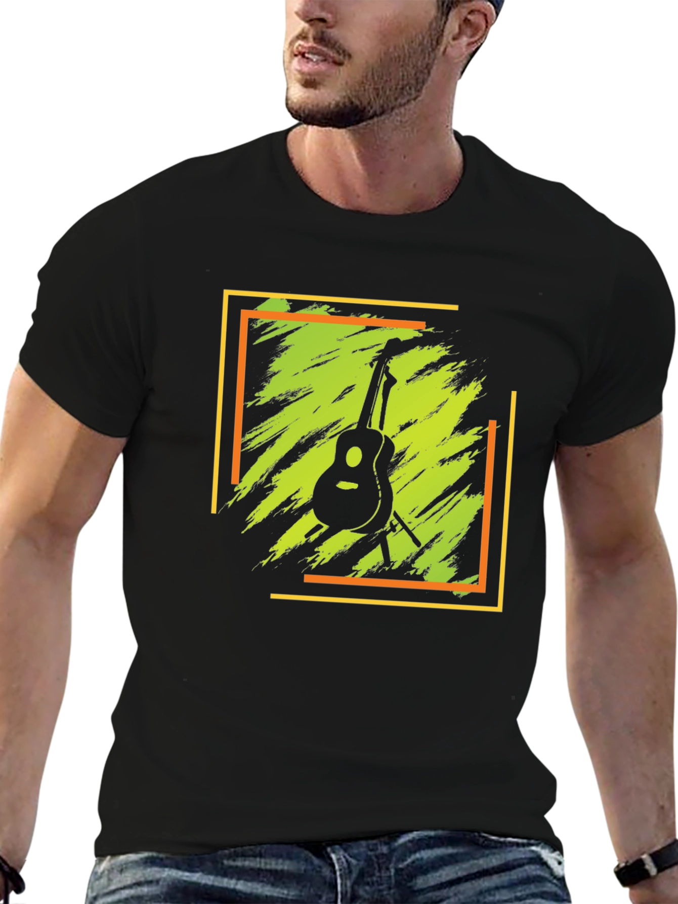Guitar Graphic Tee - Stylish Black T-Shirt