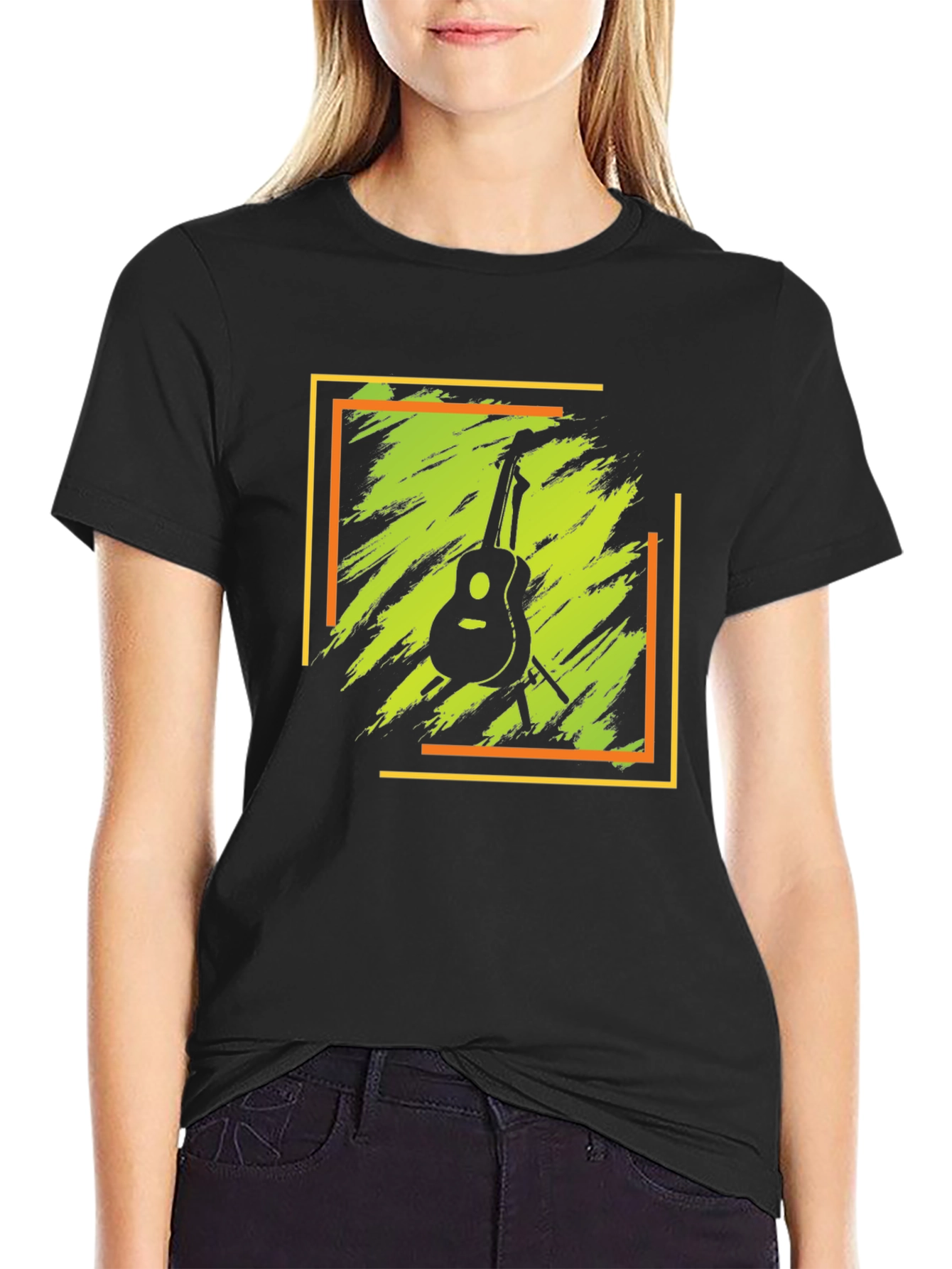 Guitar Graphic Tee - Stylish Black T-Shirt