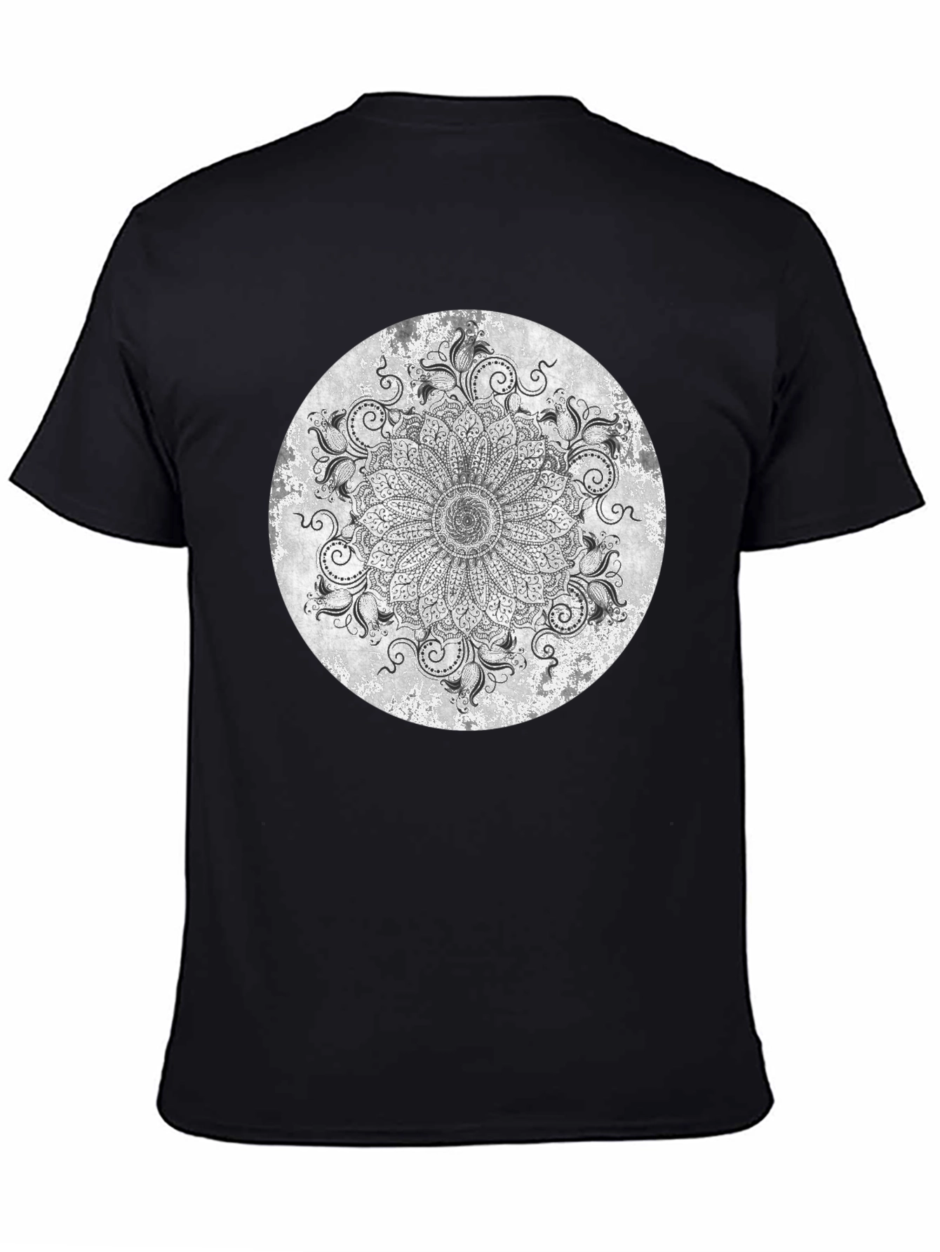 Black Mandala Print T-Shirt