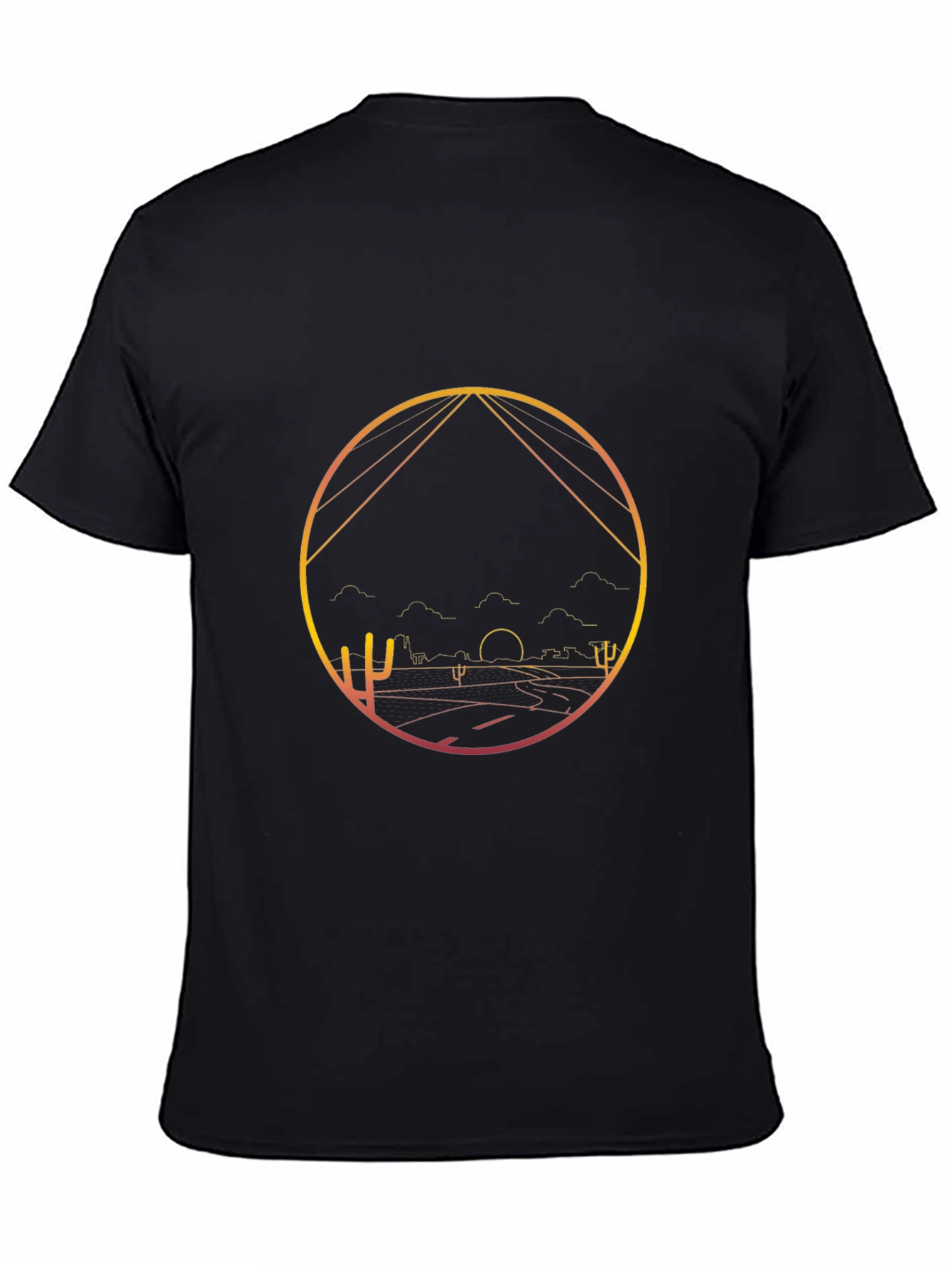 Desert Sunset Graphic Tee - Black Cotton Blend