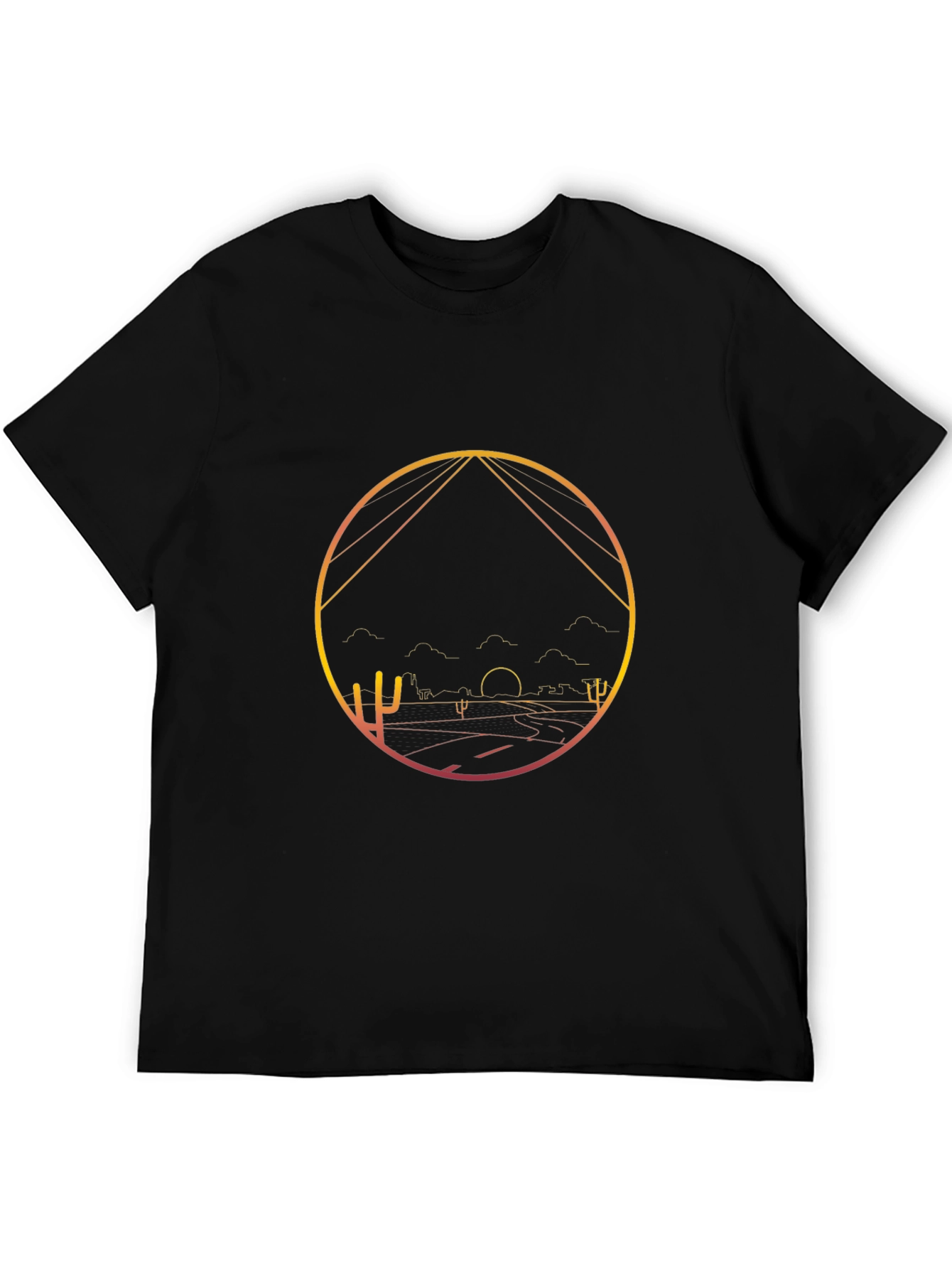 Desert Sunset Graphic Tee - Black Cotton Blend