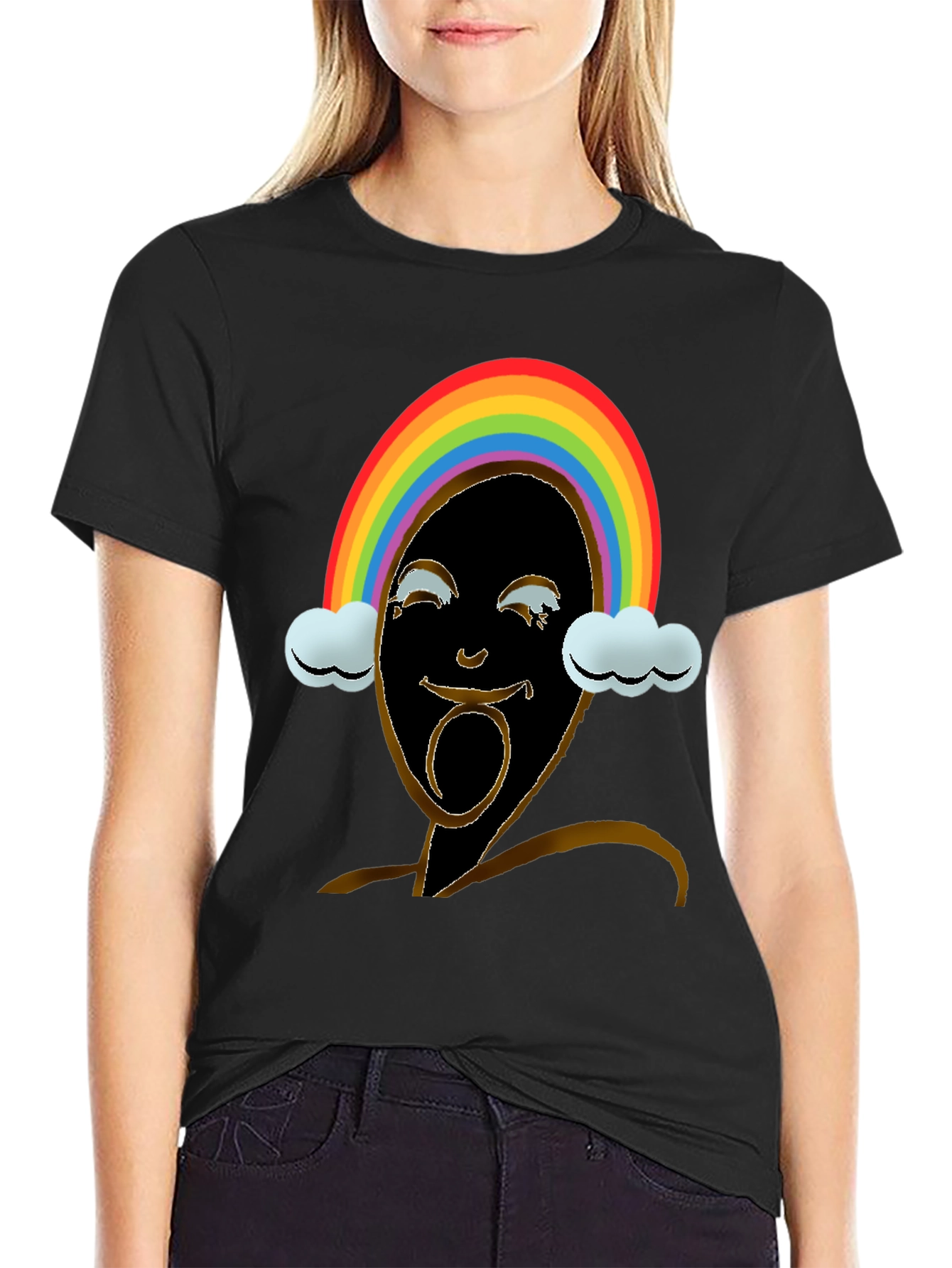 Rainbow Face Graphic Tee - Black
