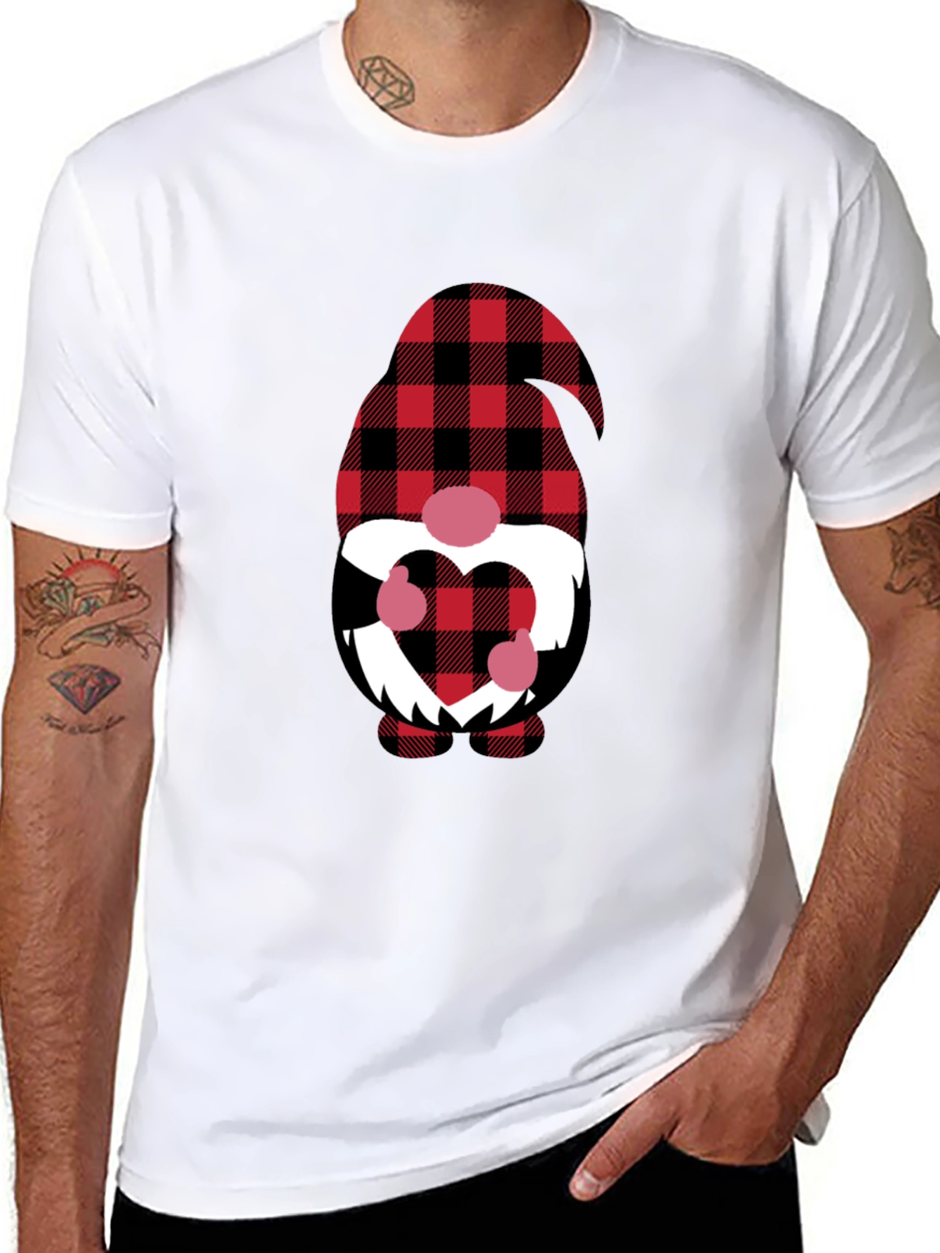 Plaid Gnome Valentines Day T-Shirt