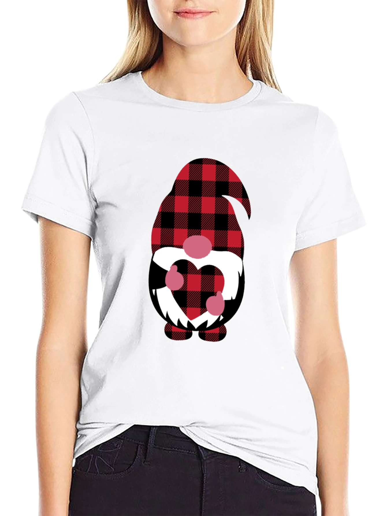 Plaid Gnome Valentines Day T-Shirt
