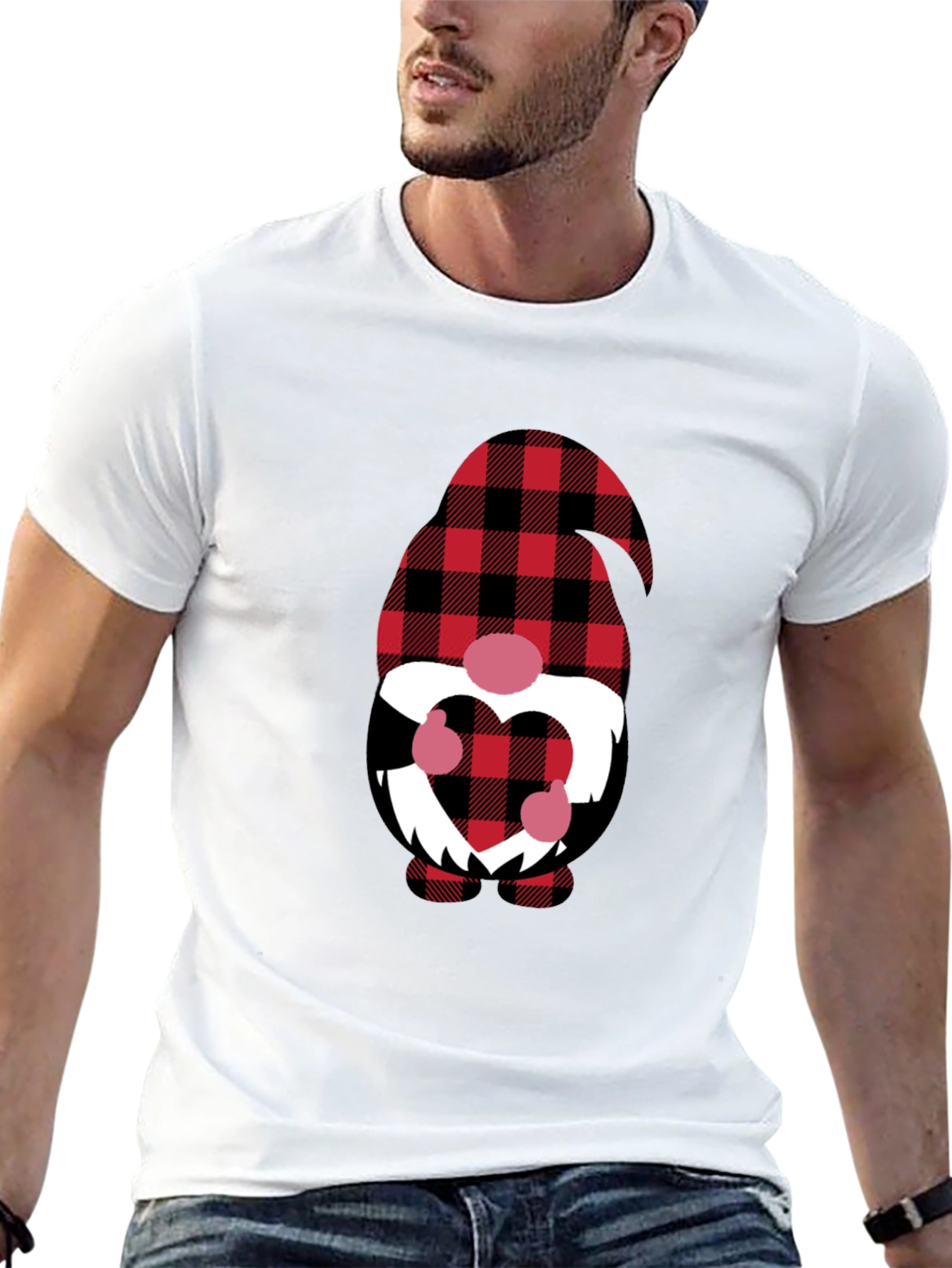 Plaid Gnome Valentines Day T-Shirt