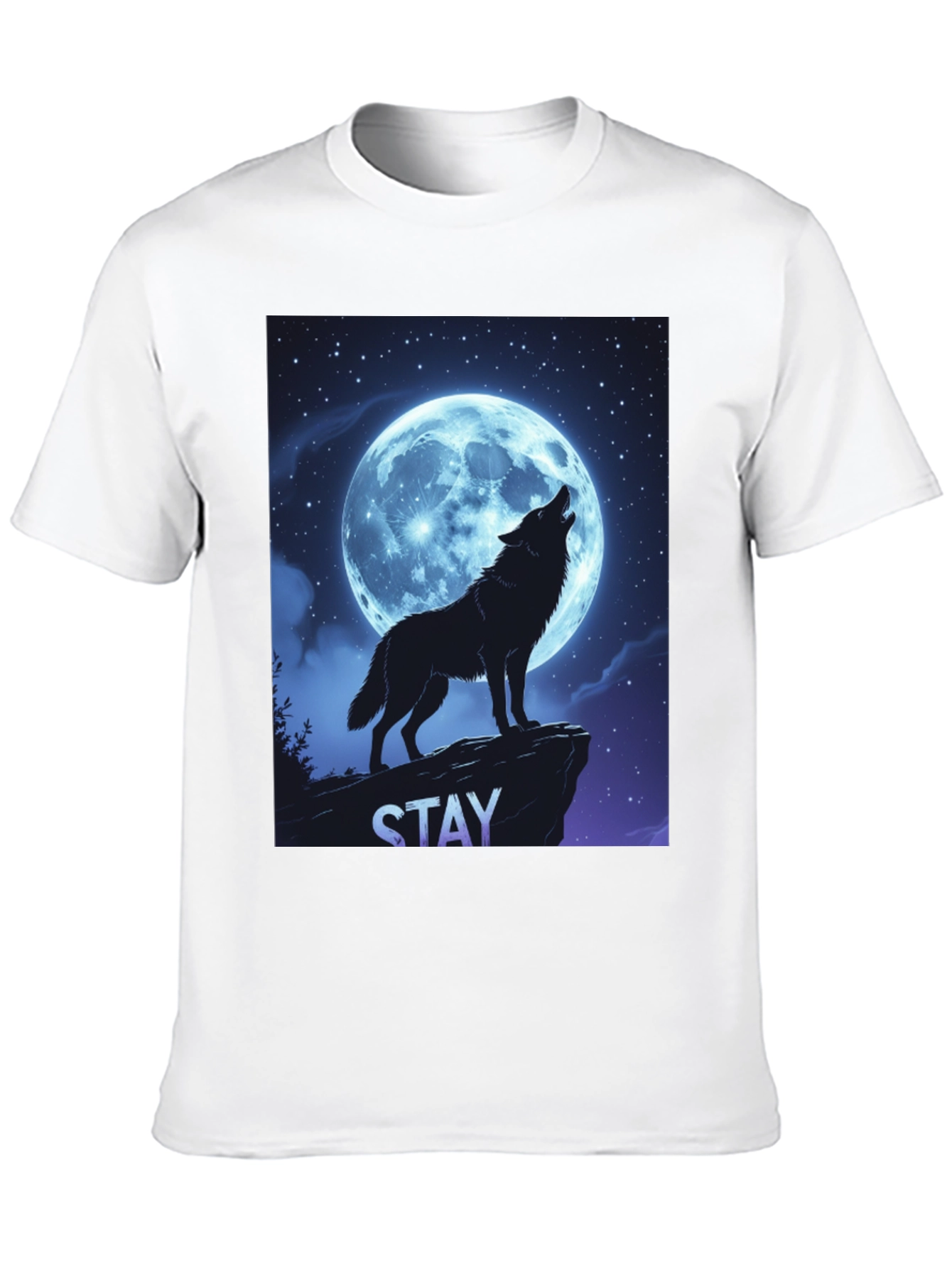 Wolf Howling Moon T-Shirt - Stay Wild Graphic Tee